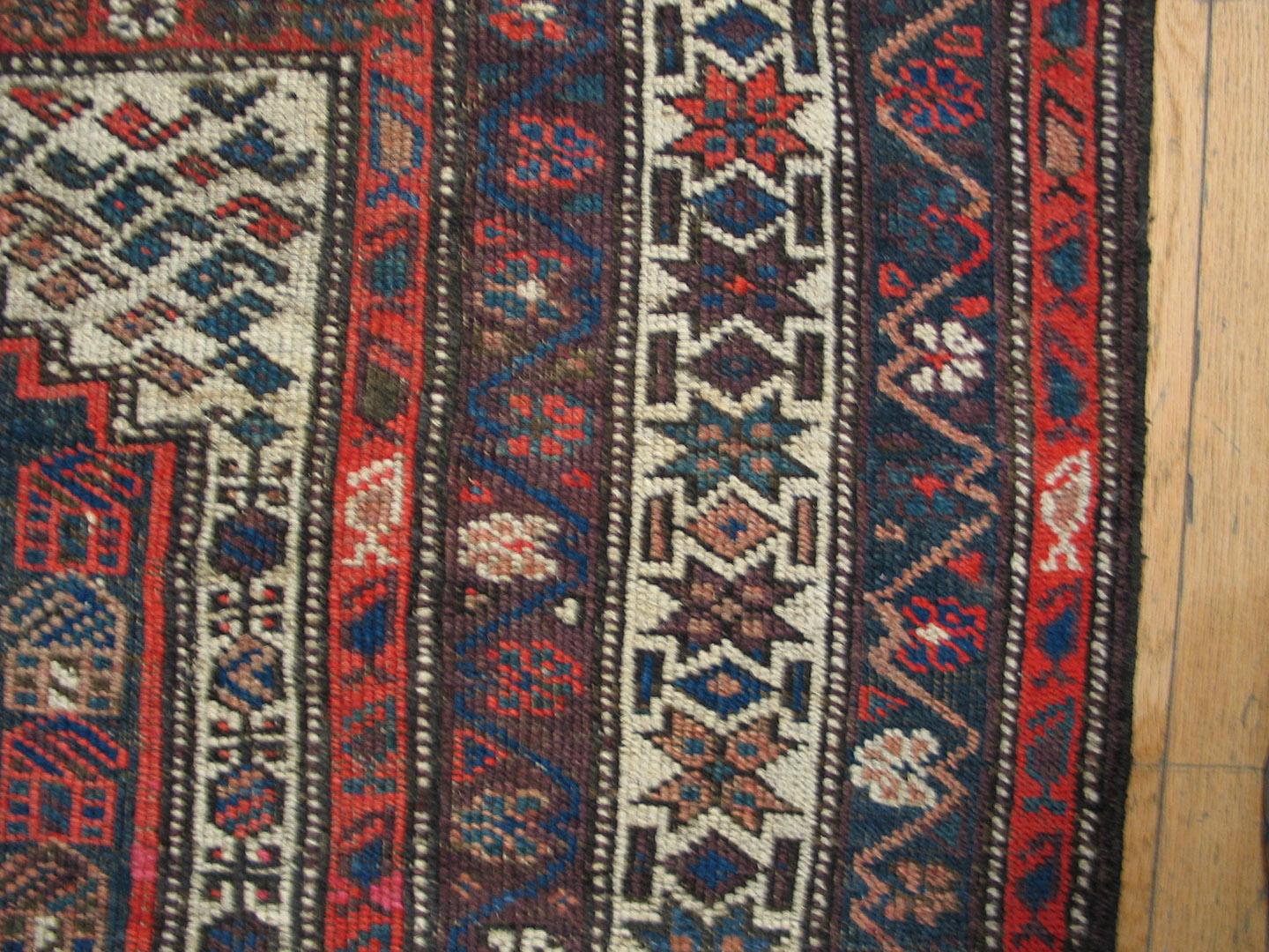 Wool Early 20th Century W. Persian Kurdish Carpet ( 4'6