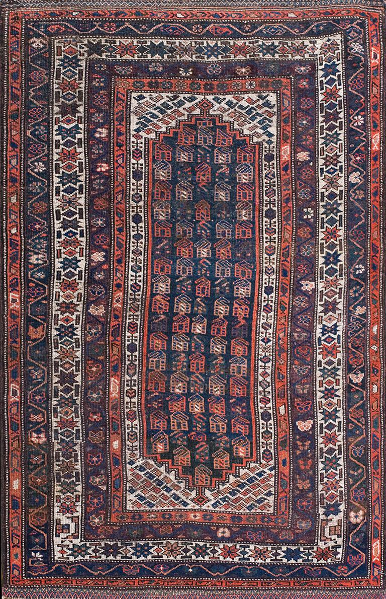 Alfombra kurda persa de principios del siglo XX ( 4'6" x 6'9" - 137 x 206 )