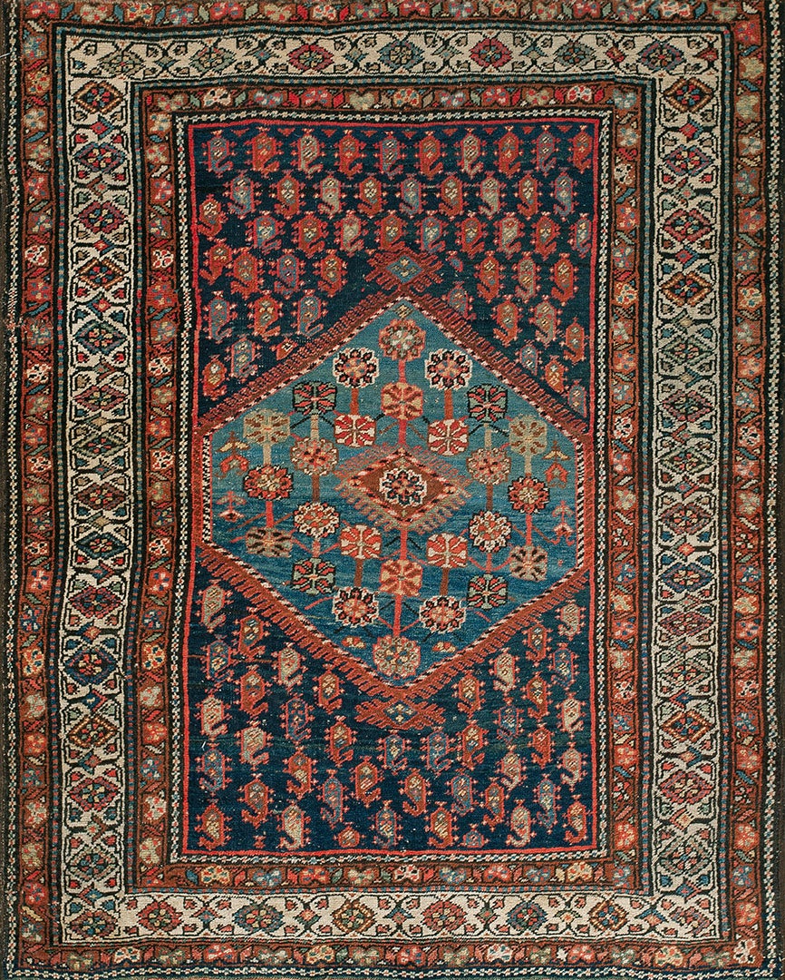 Early 20th Century W. Persian Kurdish Rug ( 4'5" x 5'5" - 135 x 165 ) For Sale
