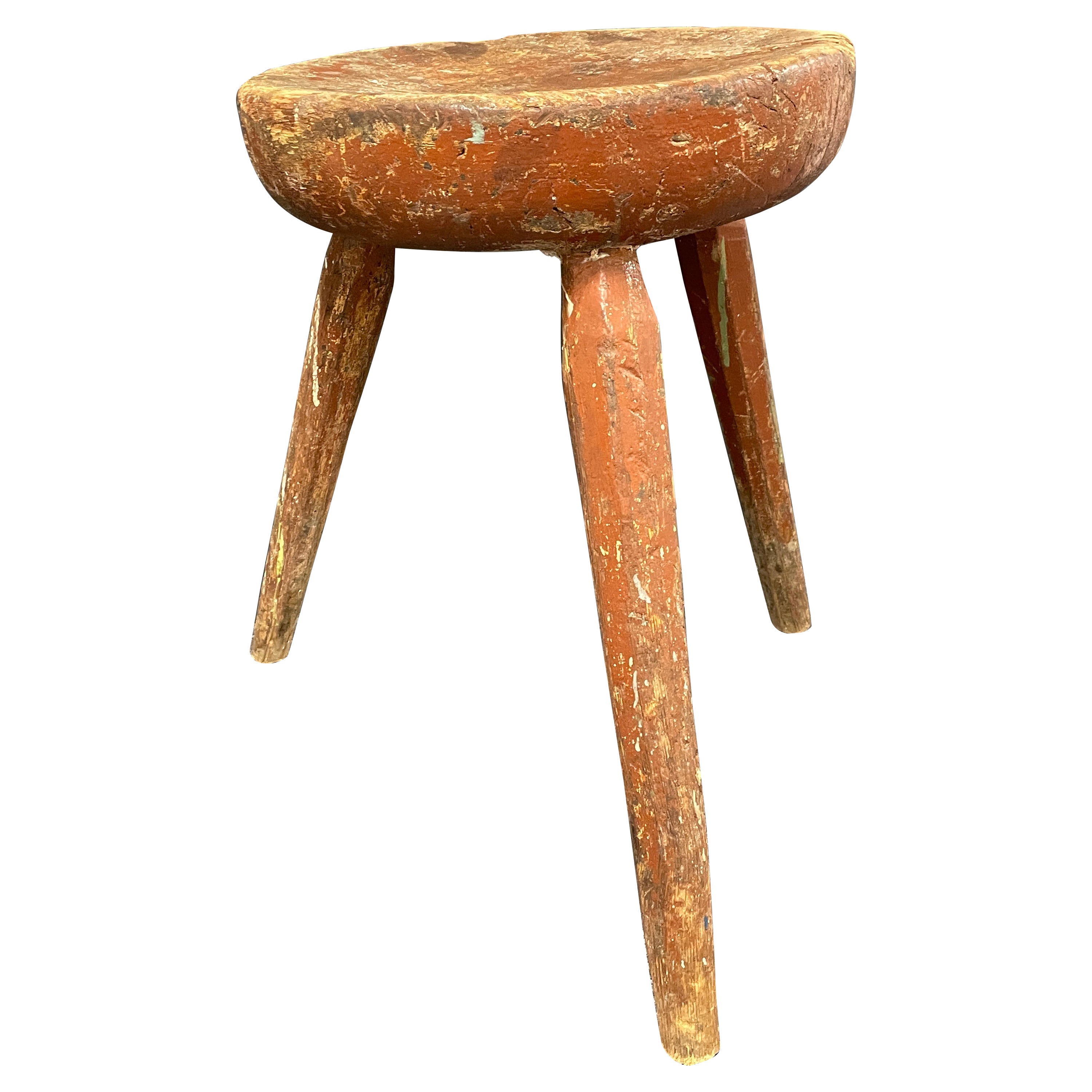Early 20th Century Wabi Sabi 3 Leg Milking Stool, Austria Around 1910s