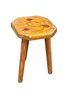 early 20th Century Wabi Sabi 3 Leg Workshop Stool, Italian Folkart Around 1930s