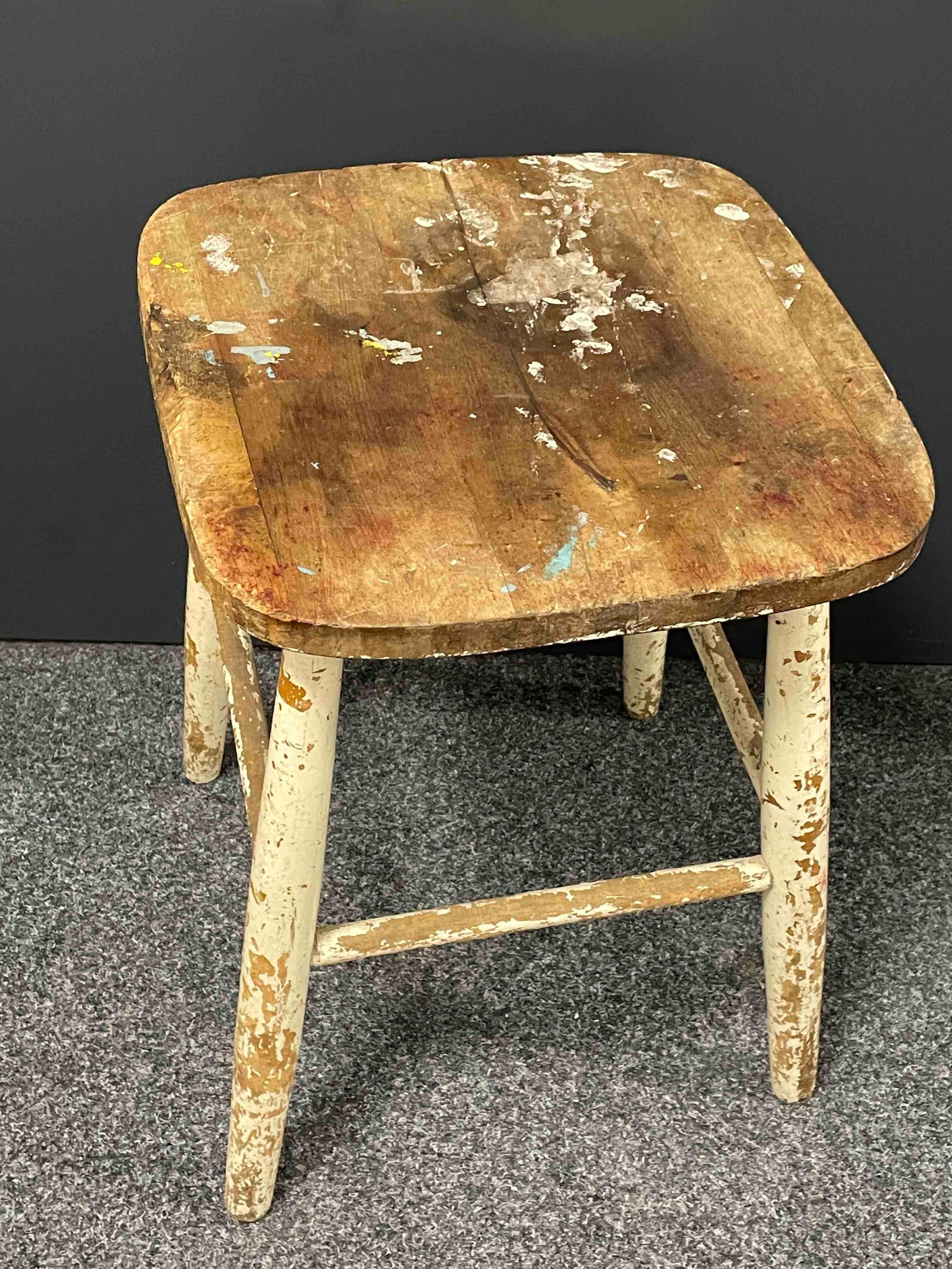 Early 20th Century Wabi Sabi 4 Leg Milking Stool Seat, Sweden Around 1910s For Sale 1