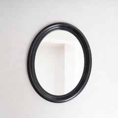 Early 20th Century Wall Mirror - Lacquered Black Oval Frame