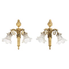 Appliques murales du début du 20e siècle - Françaises - Bronze doré - Style néoclassique