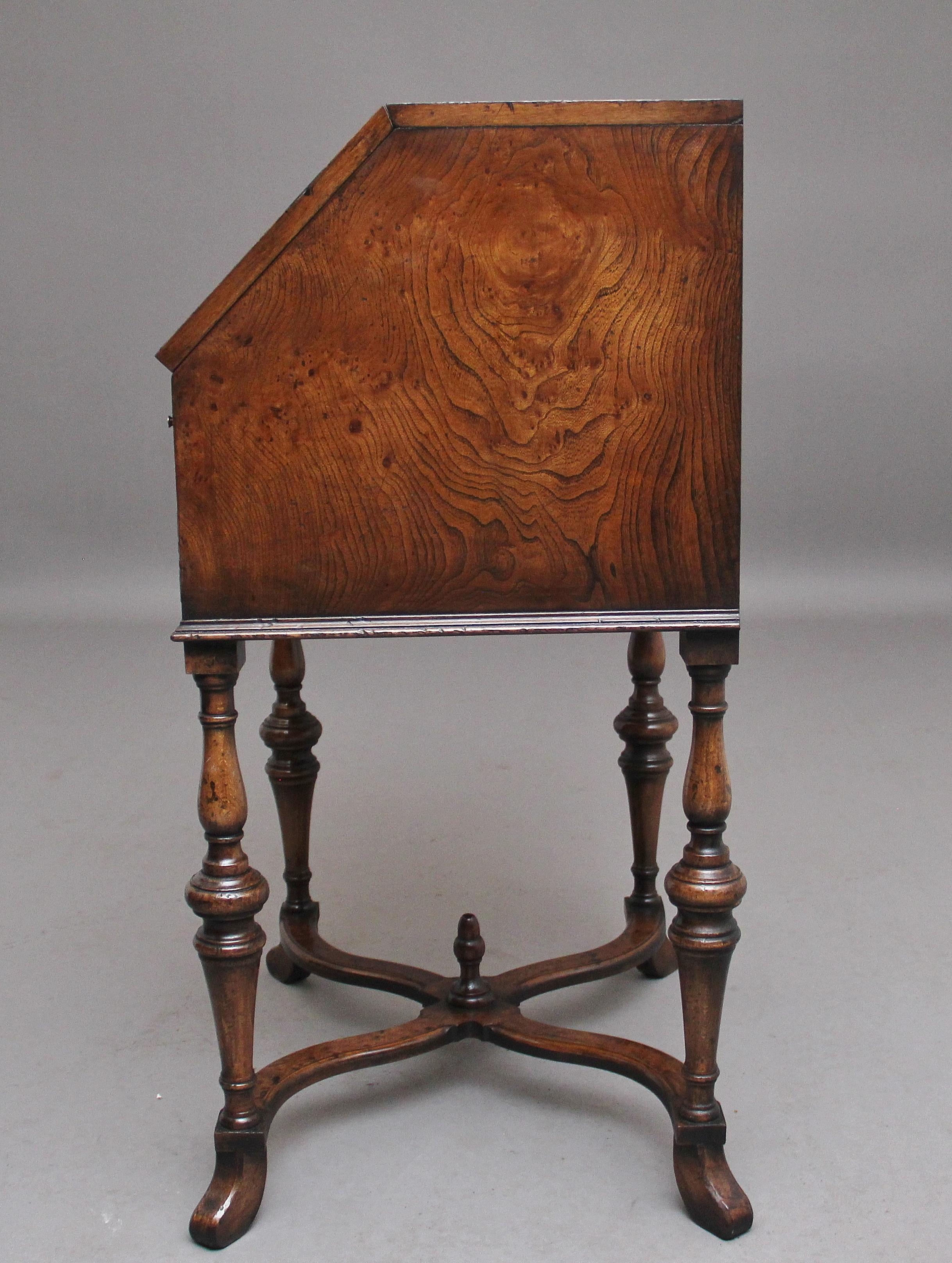 Early 20th Century Walnut and Elm Bureau in the Queen Anne Style For Sale 6