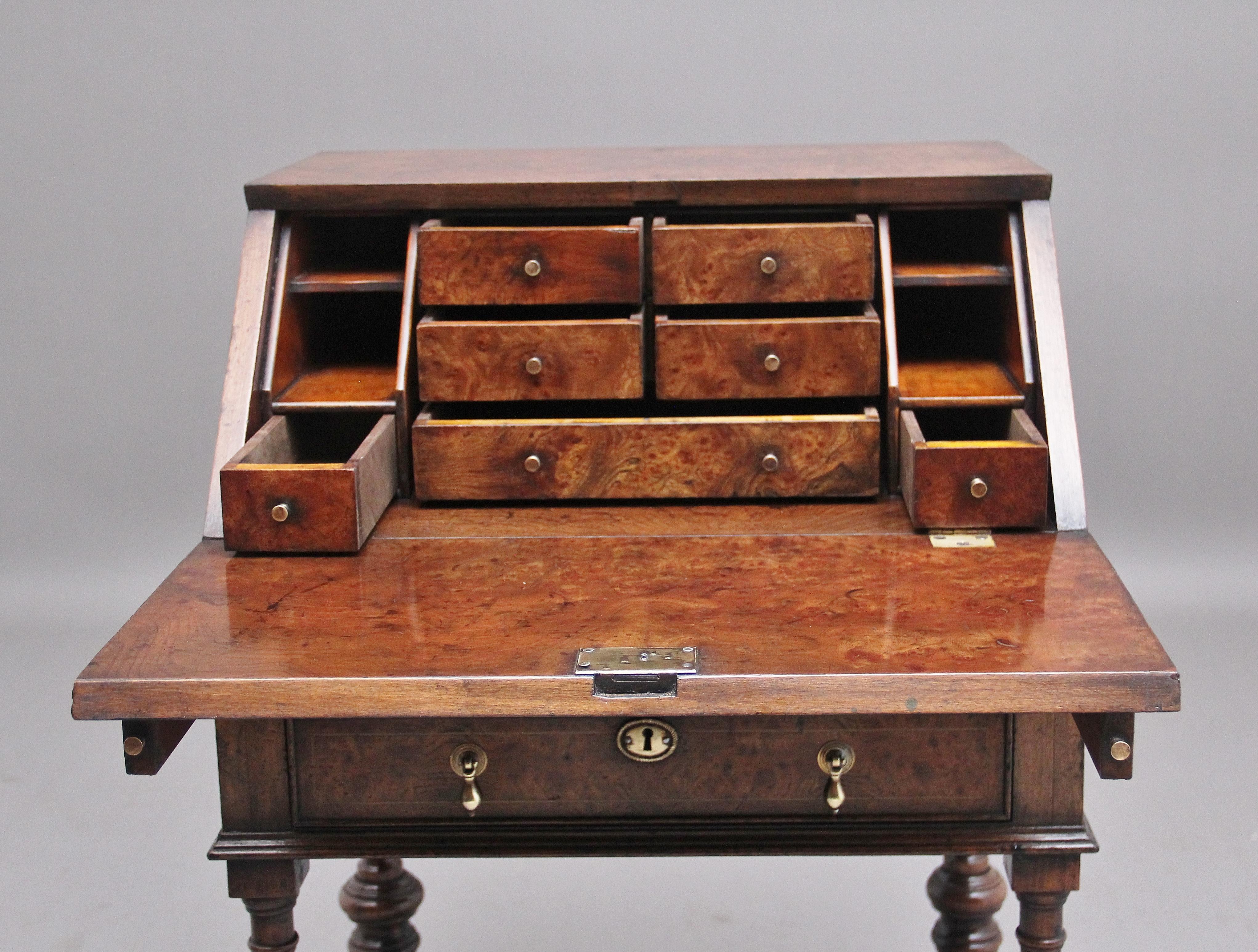 Early 20th Century Walnut and Elm Bureau in the Queen Anne Style For Sale 1