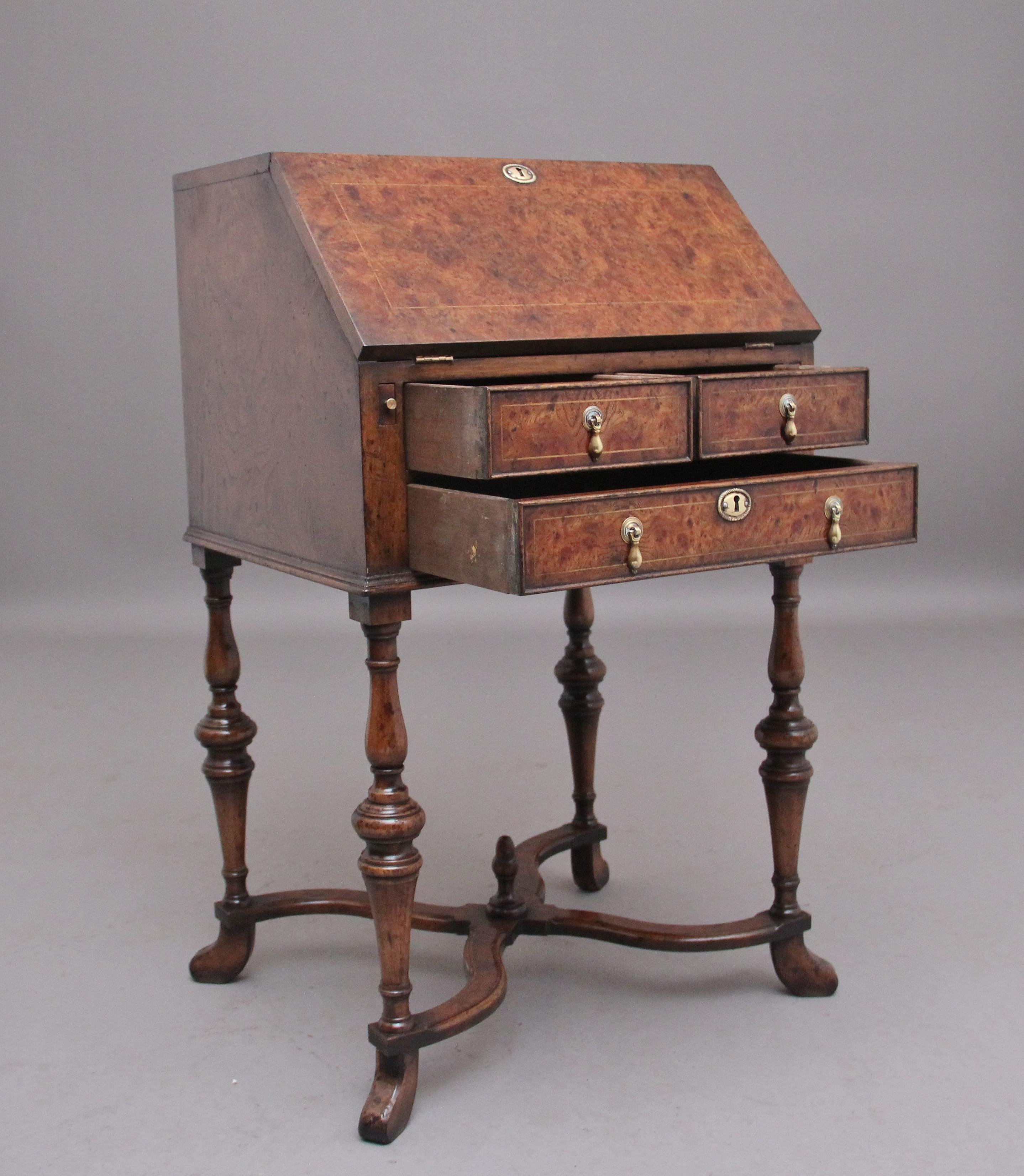 Early 20th Century Walnut and Elm Bureau in the Queen Anne Style For Sale 3