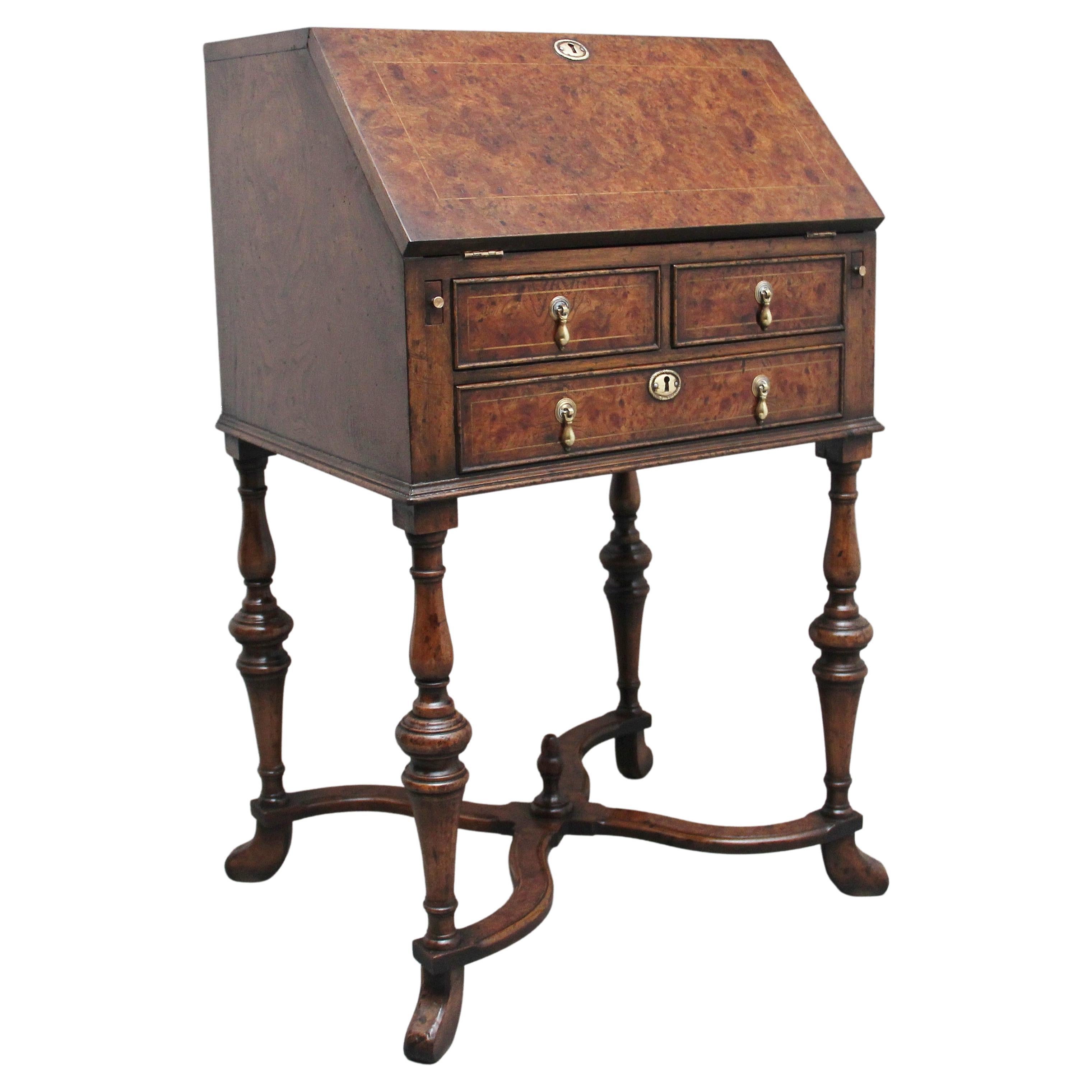 Early 20th Century Walnut and Elm Bureau in the Queen Anne Style For Sale