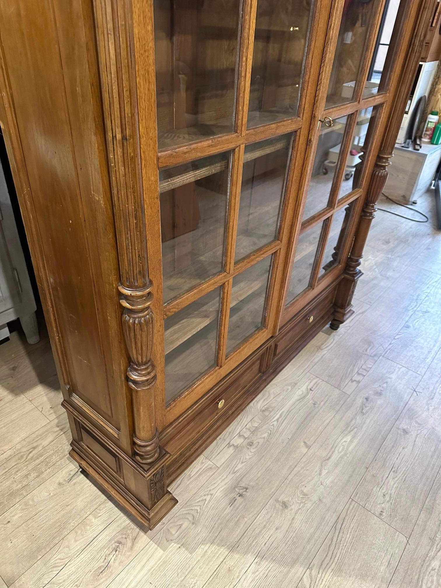 Early 20th century Walnut and Glass Vitrine, 1900s In Good Condition In LEGNY, FR