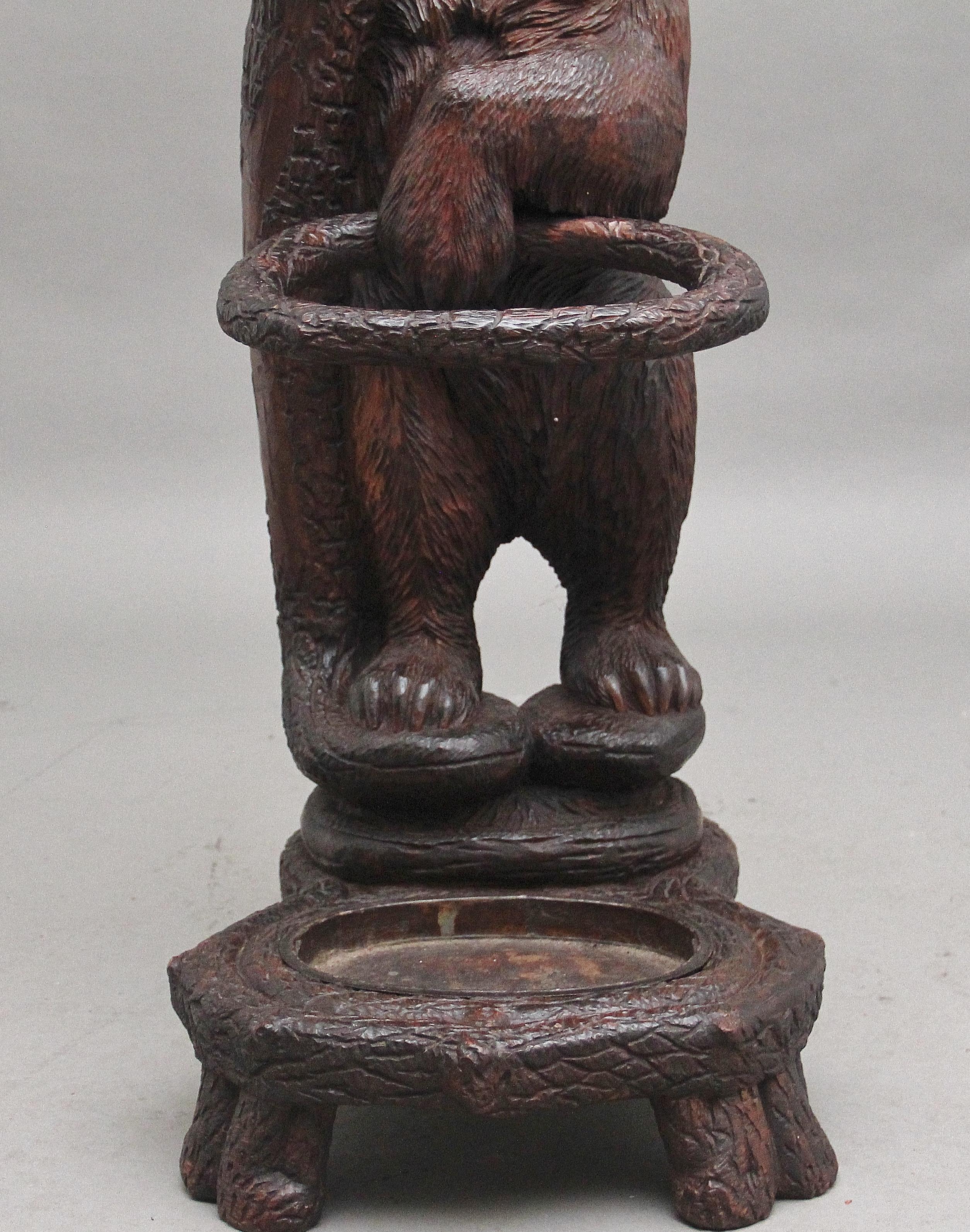 Early 20th Century walnut black forest bear hall stand 1
