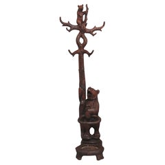Early 20th Century walnut black forest bear hall stand