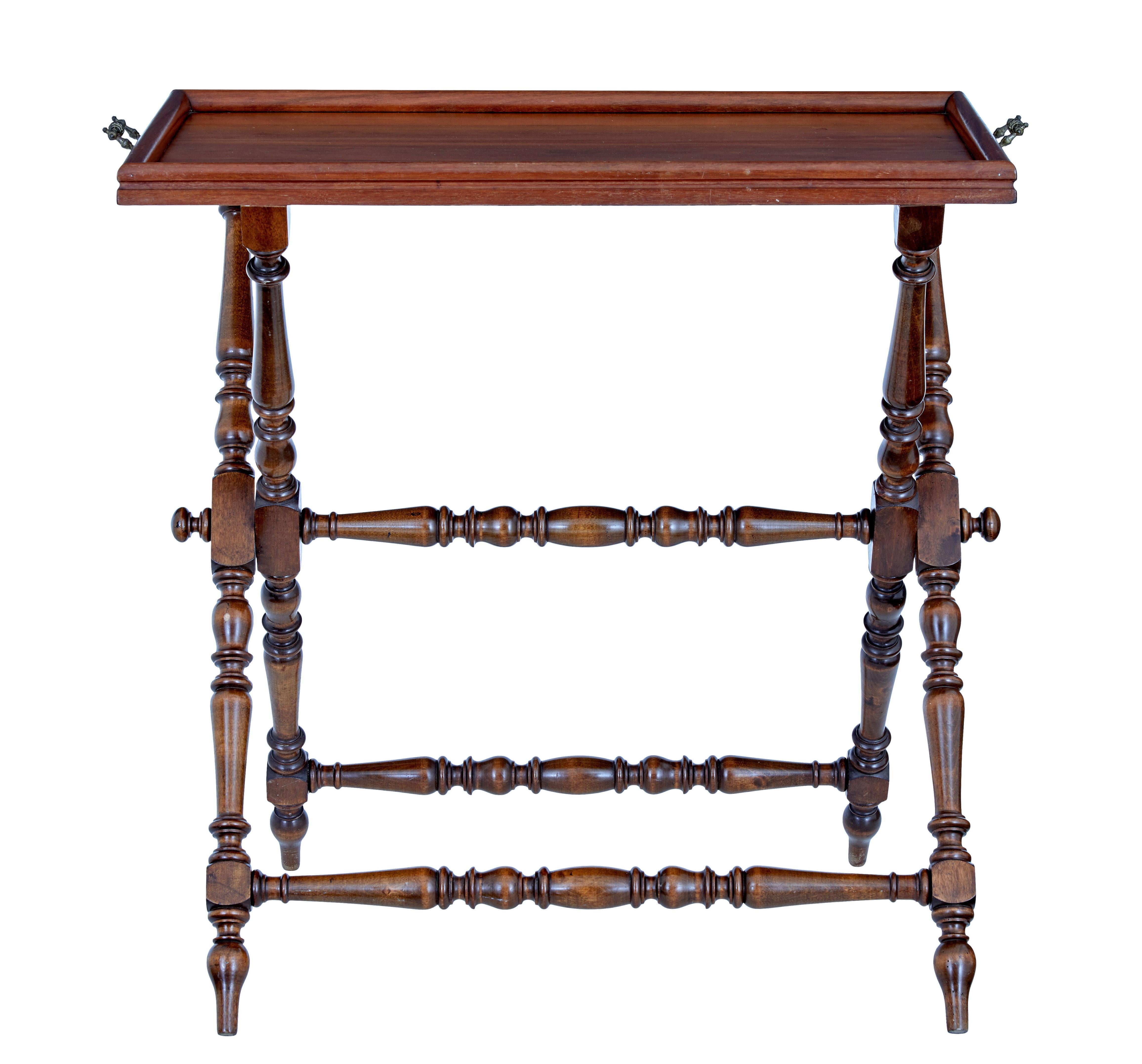 Swedish Early 20th century walnut butlers tray on stand For Sale