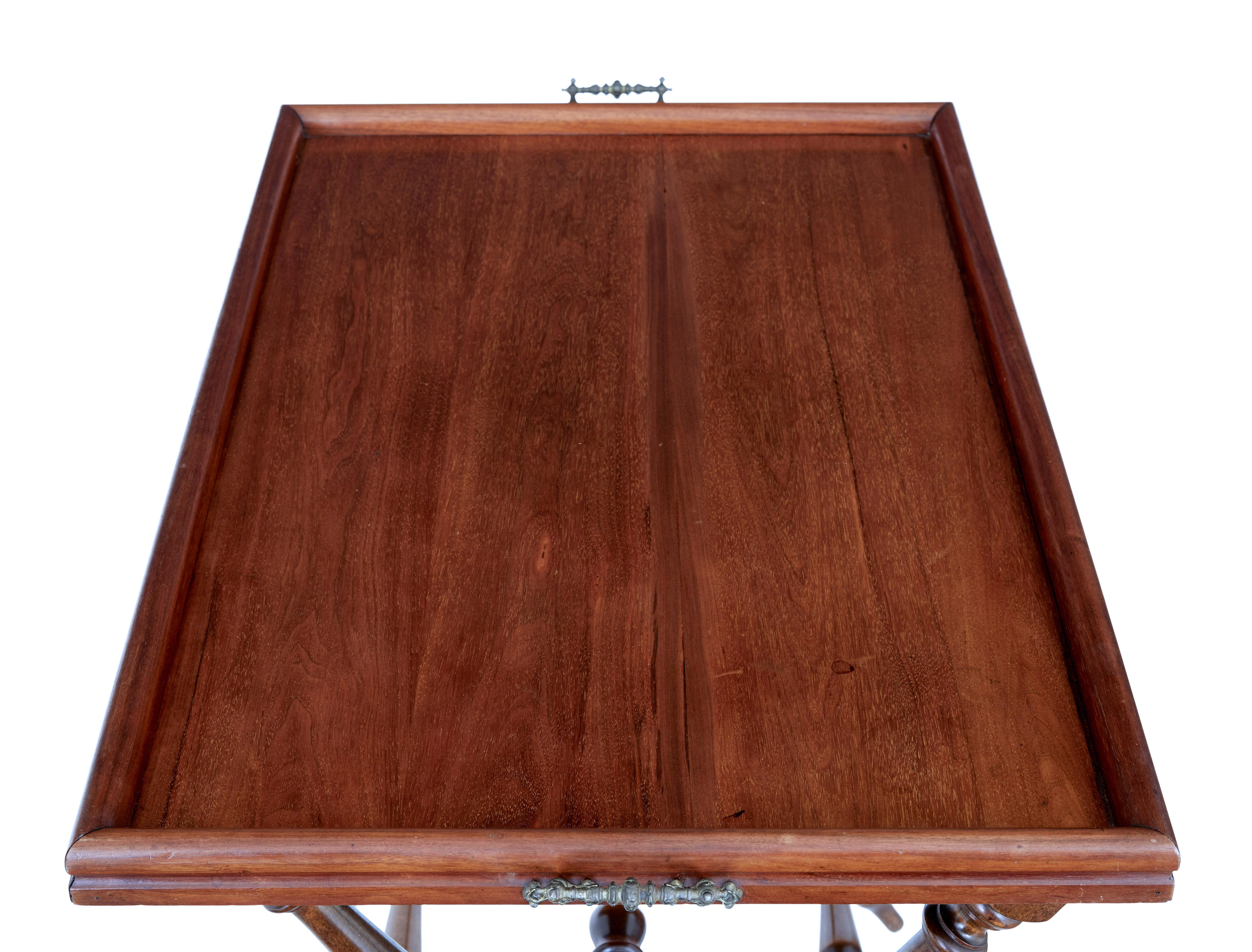 Hand-Carved Early 20th century walnut butlers tray on stand For Sale