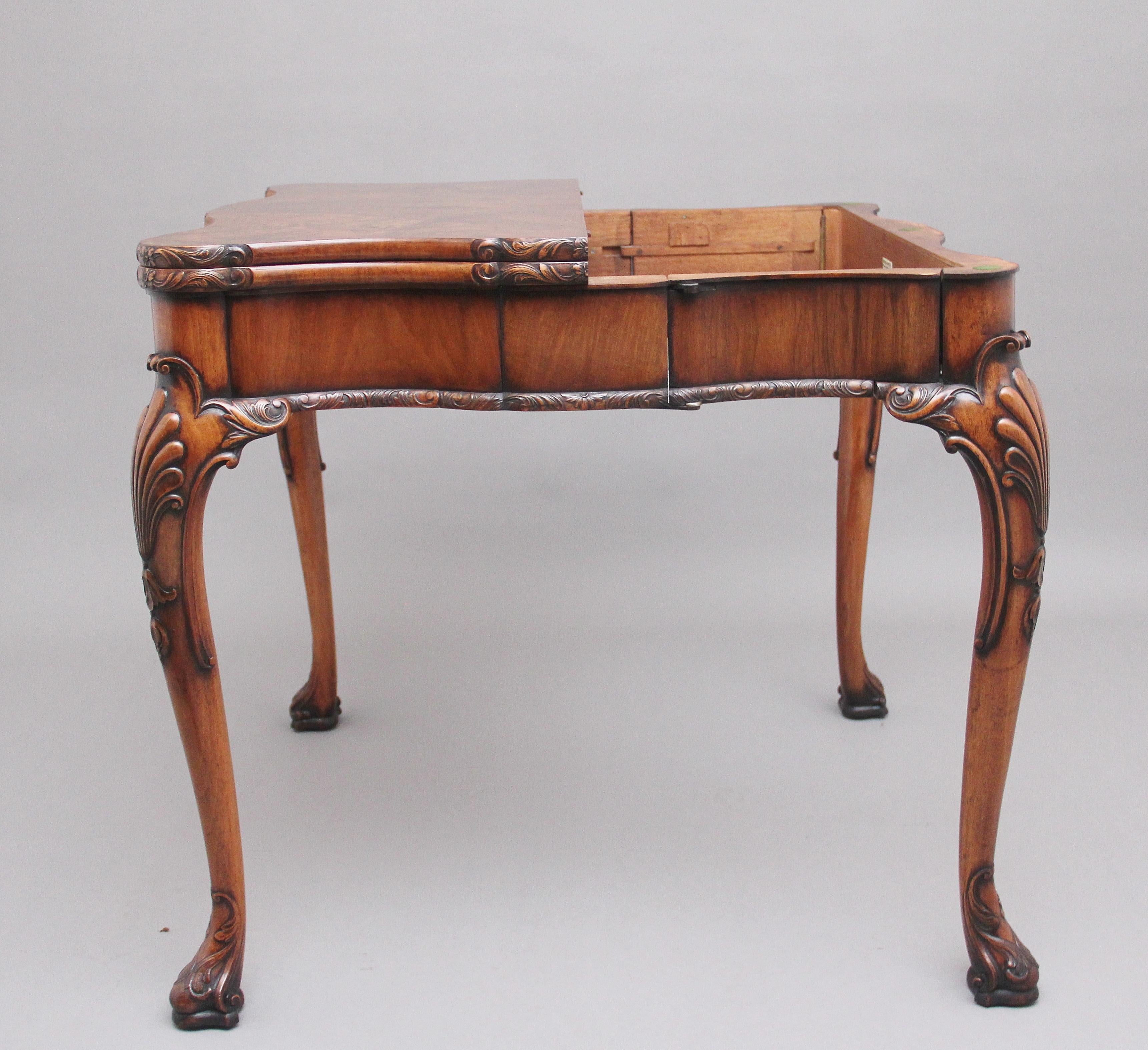 British Early 20th Century Walnut Card Table by Howard & Co London For Sale