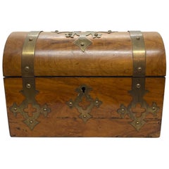 Early 20th Century Walnut Dome Topped Gothic Style Box, English, 1900s
