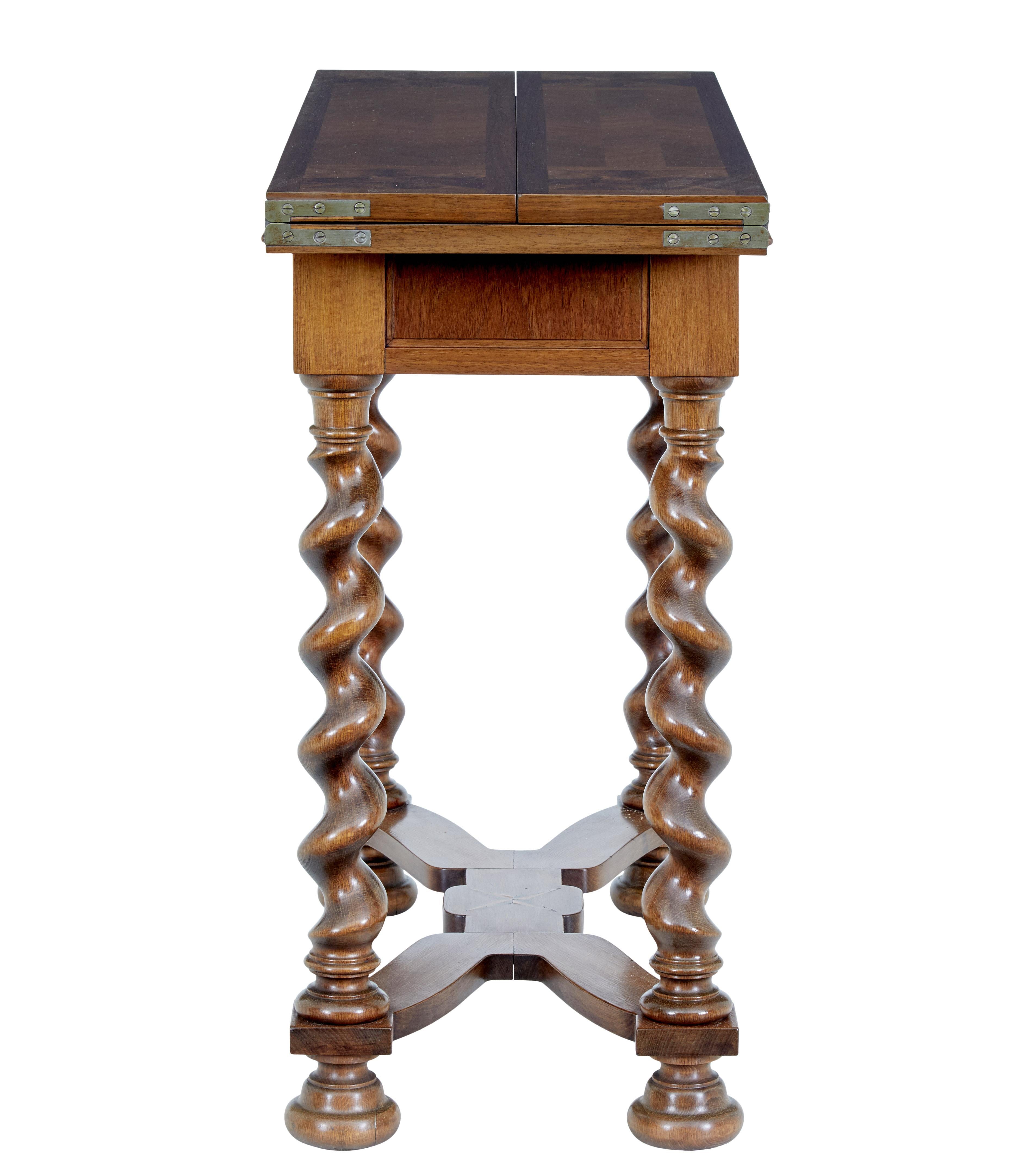 European Early 20th Century Walnut Flip Top Occasional Table