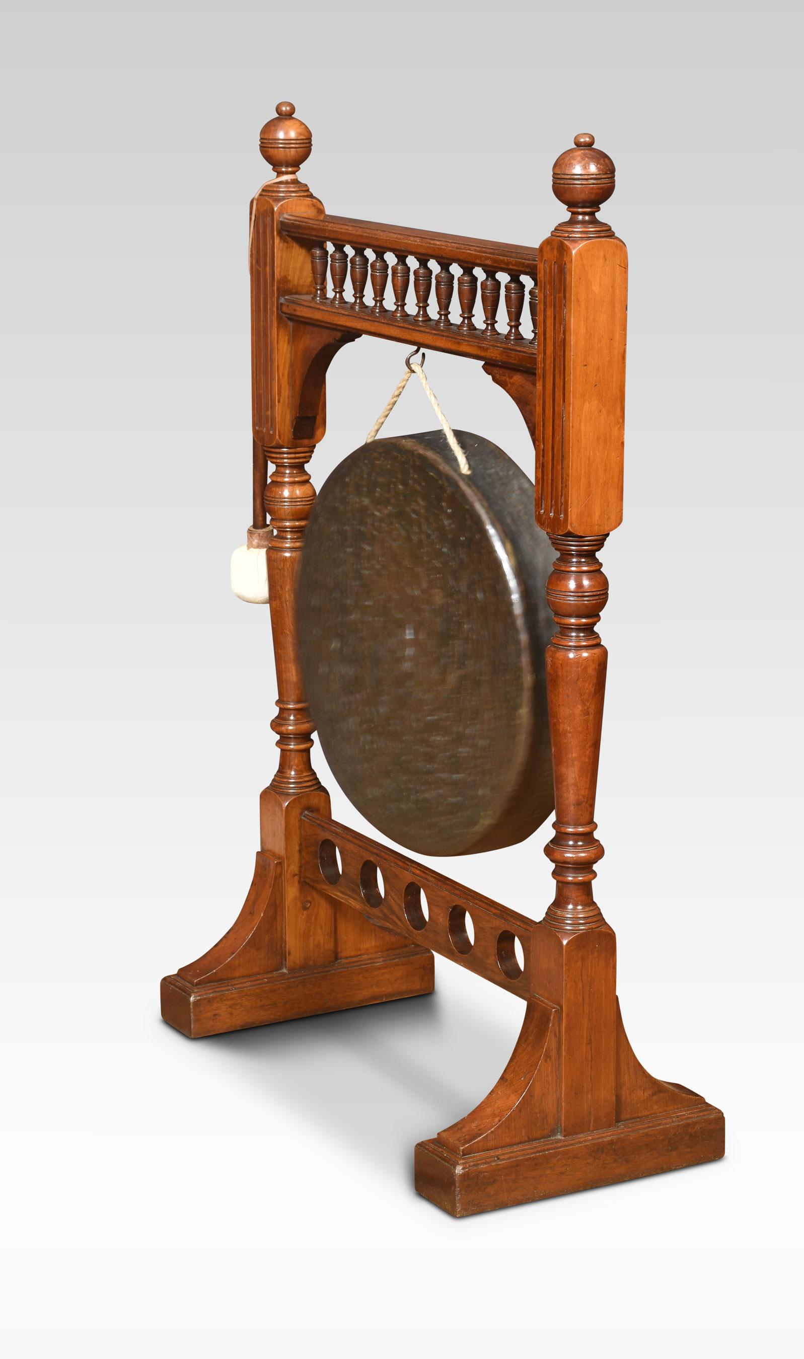 20th Century Early 20th century walnut framed dinner gong