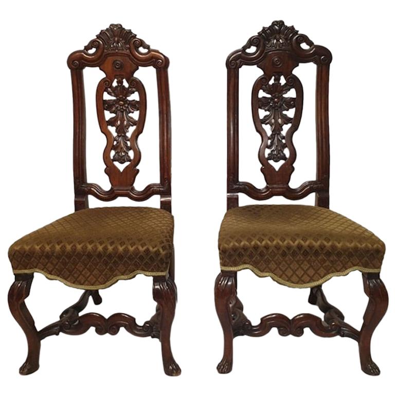 Early 20th Century Walnut Hall Chairs