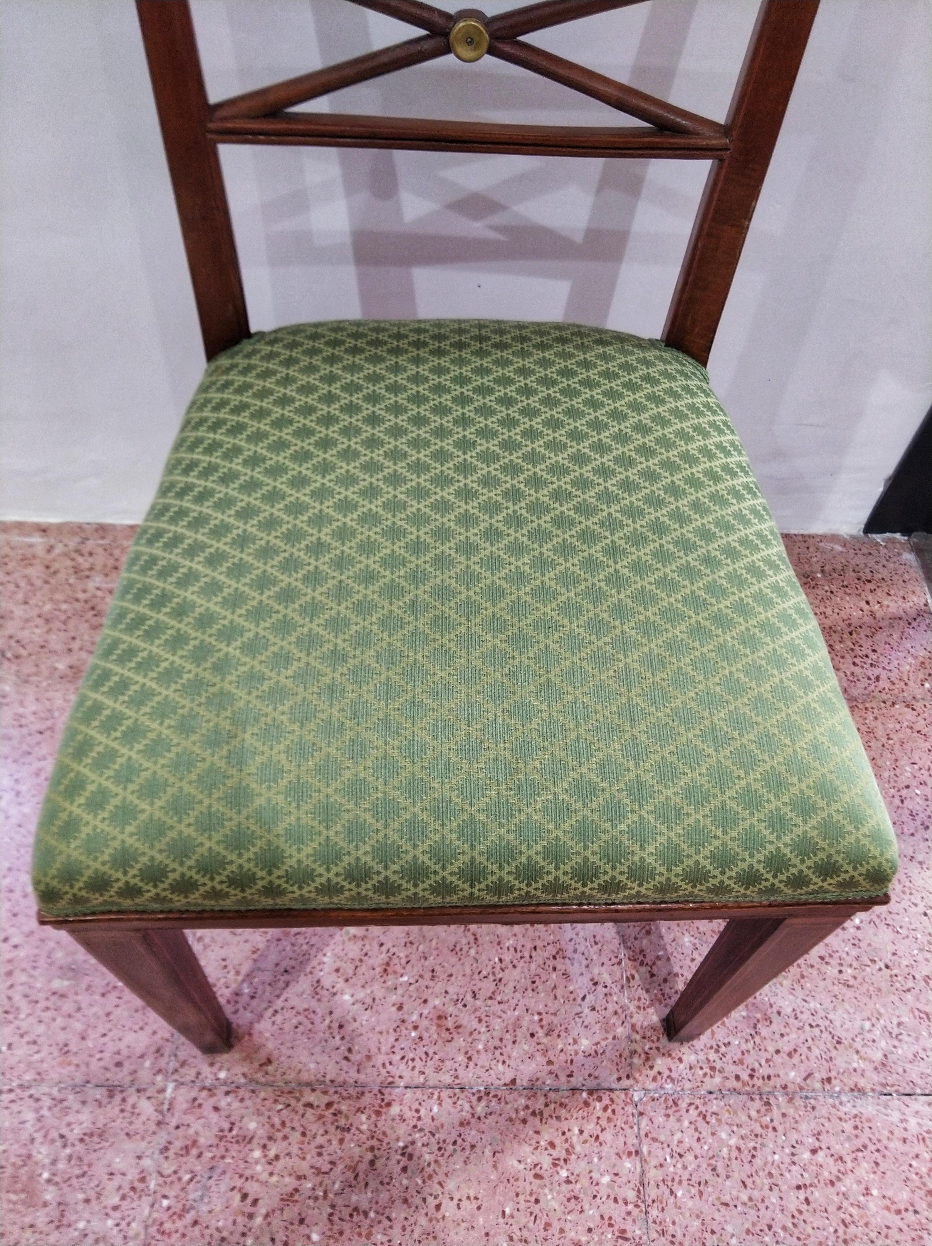 Early 20th Century Walnut Italian Chair Louis XVI Style For Sale 1