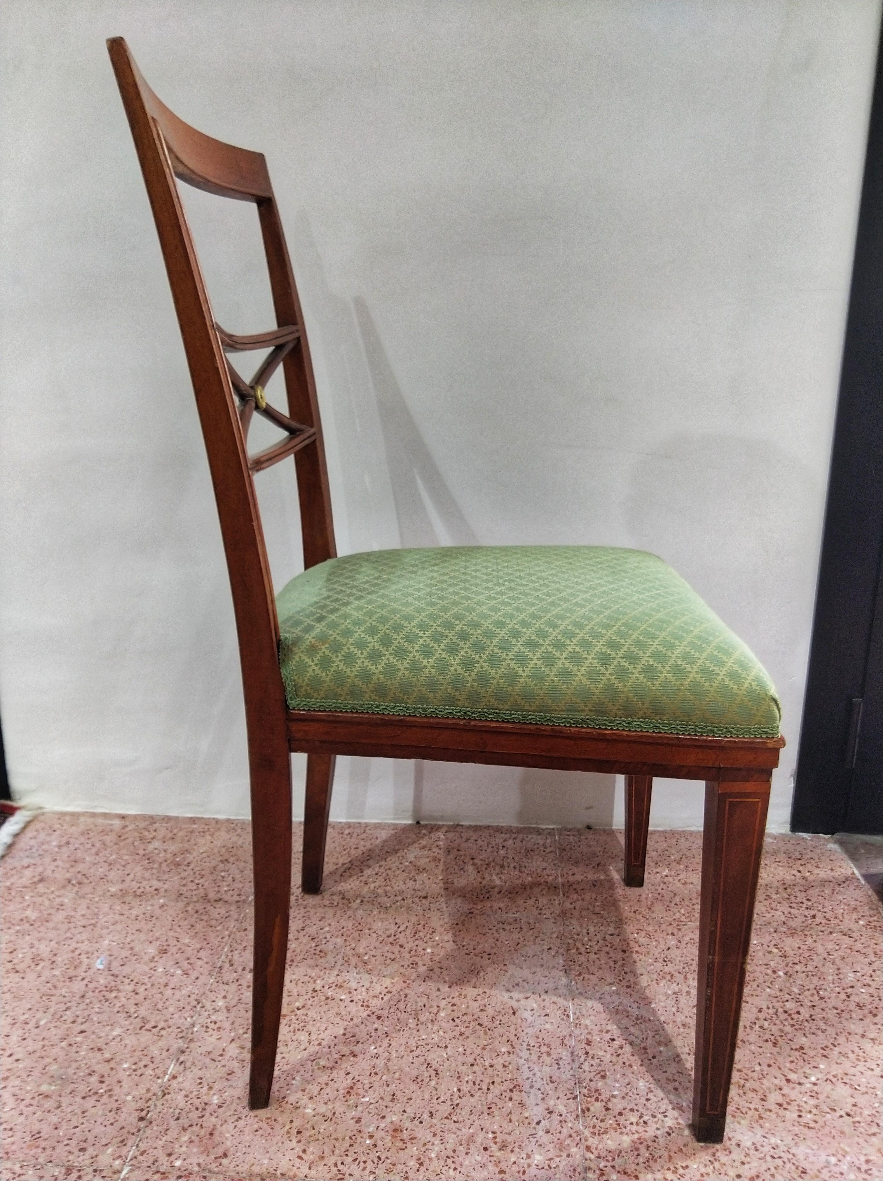 Early 20th Century Walnut Italian Chair Louis XVI Style For Sale 4