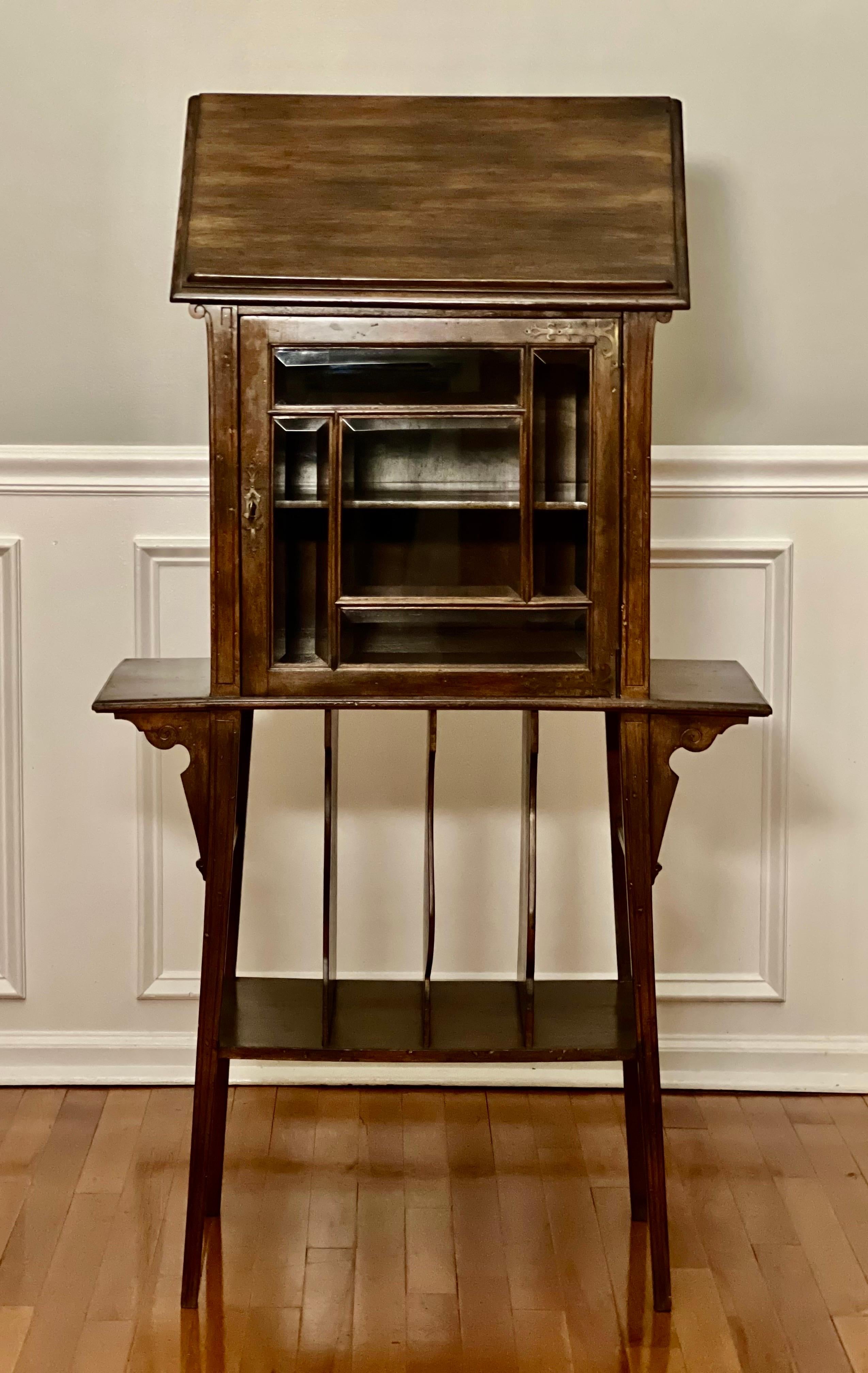 Early 20th Century Walnut Music Canterbury Cabinet with Stand For Sale 3