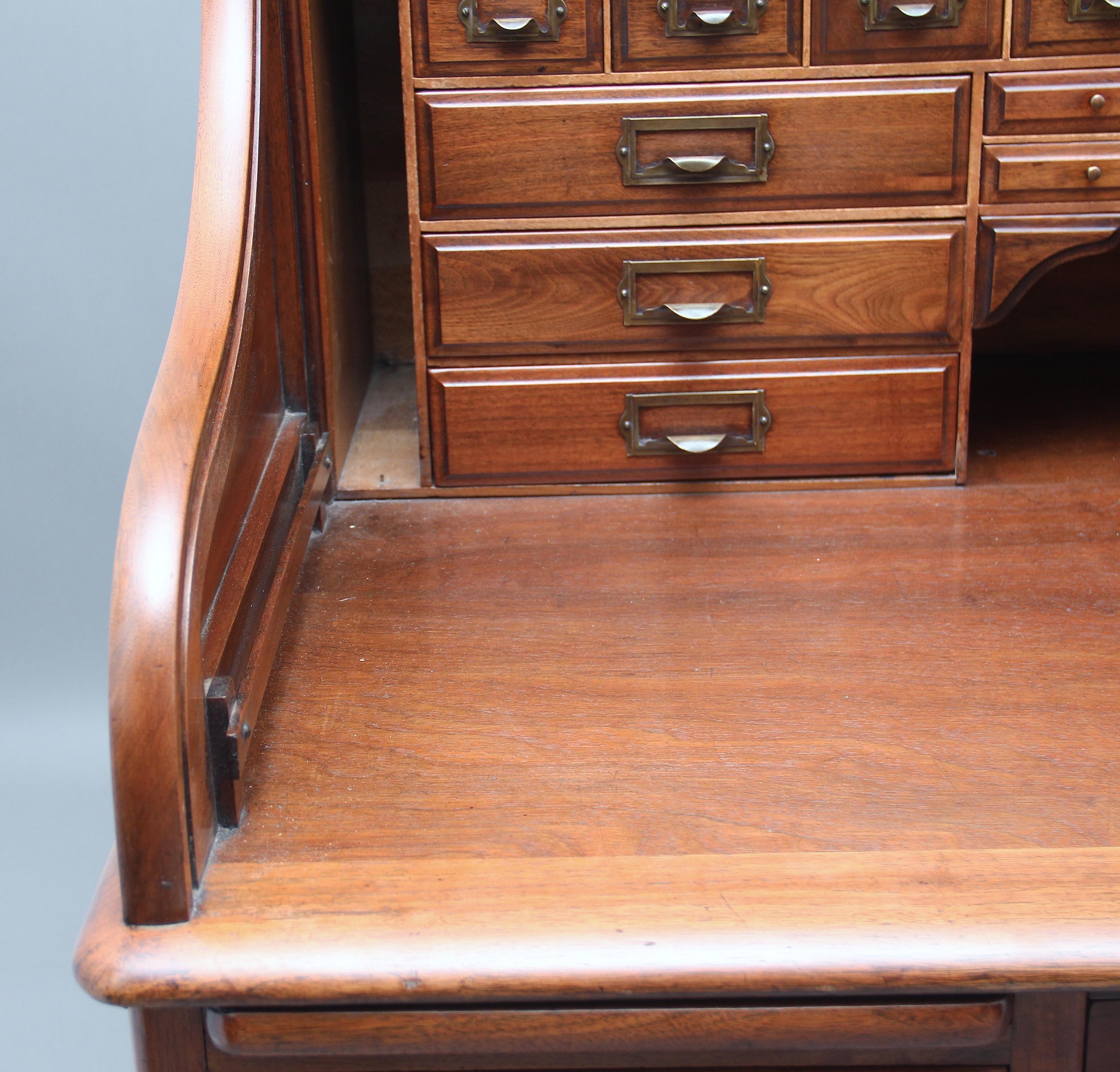 Early 20th Century Walnut Roll Top Desk 7