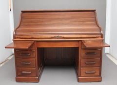 Early 20th Century Walnut Roll Top Desk