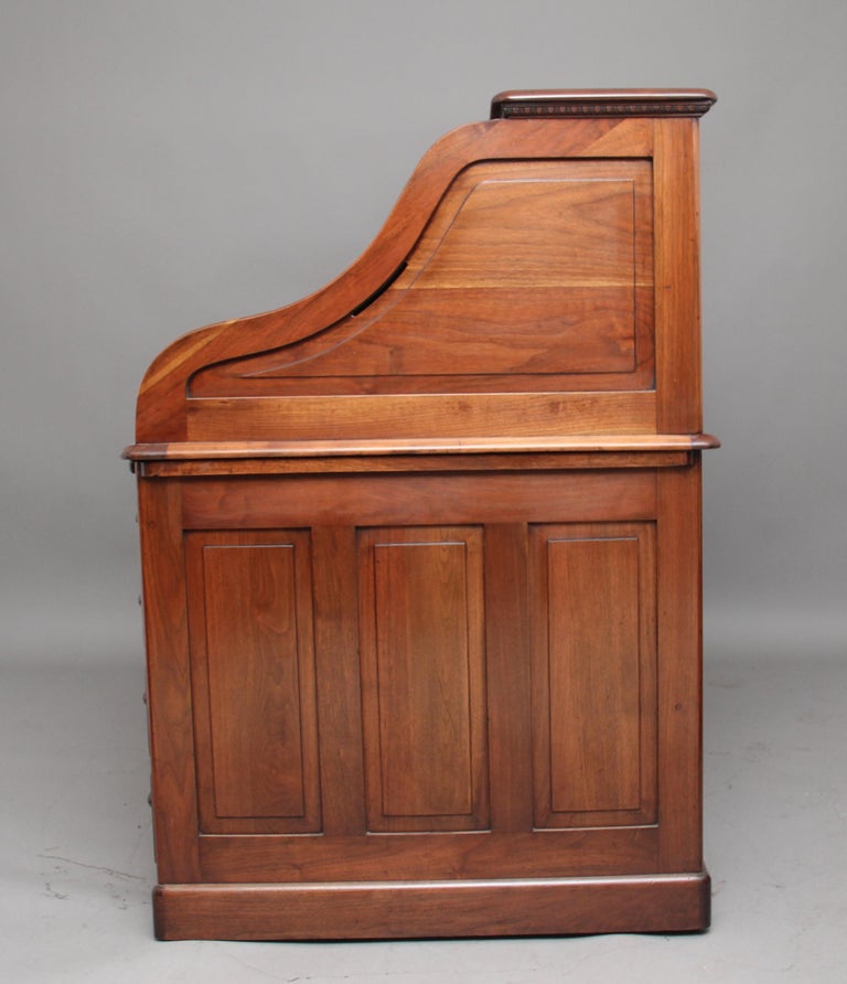 Early 20th Century Walnut Roll Top Desk at 1stDibs roller desk, roll