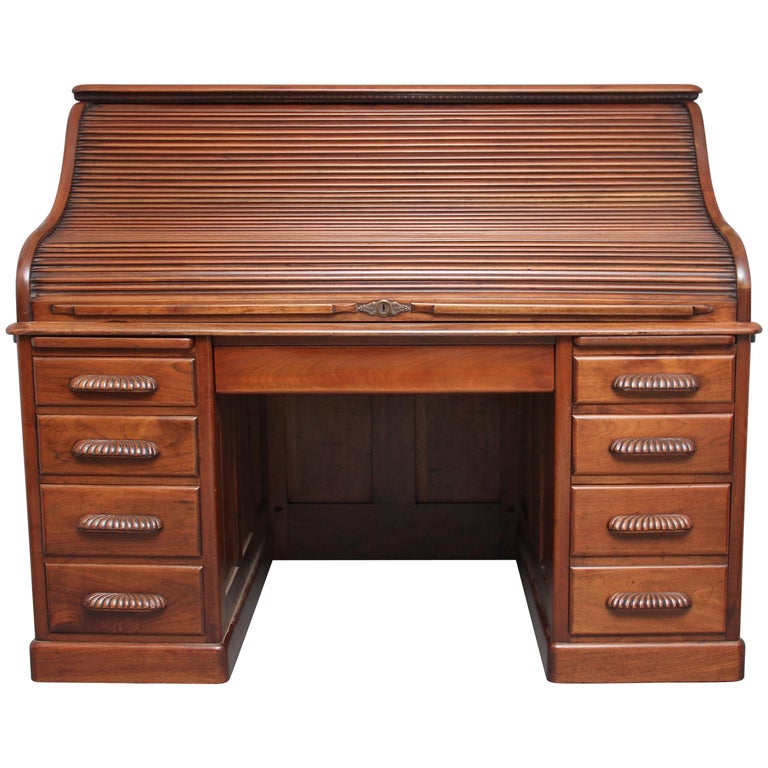Early 20th Century Walnut Roll Top Desk For Sale At 1stdibs