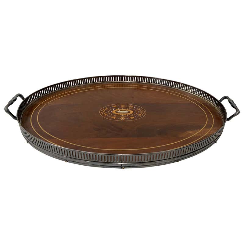 Early 20th Century Mahogany Serving / Bar Tray with Shell Inlay For ...