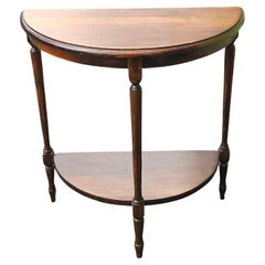 Early 20th Century Walnut Two-Tier Demilune Console Table