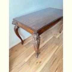 Early 20th Century Walnut Writing Desk With Ram’s Head Carvings