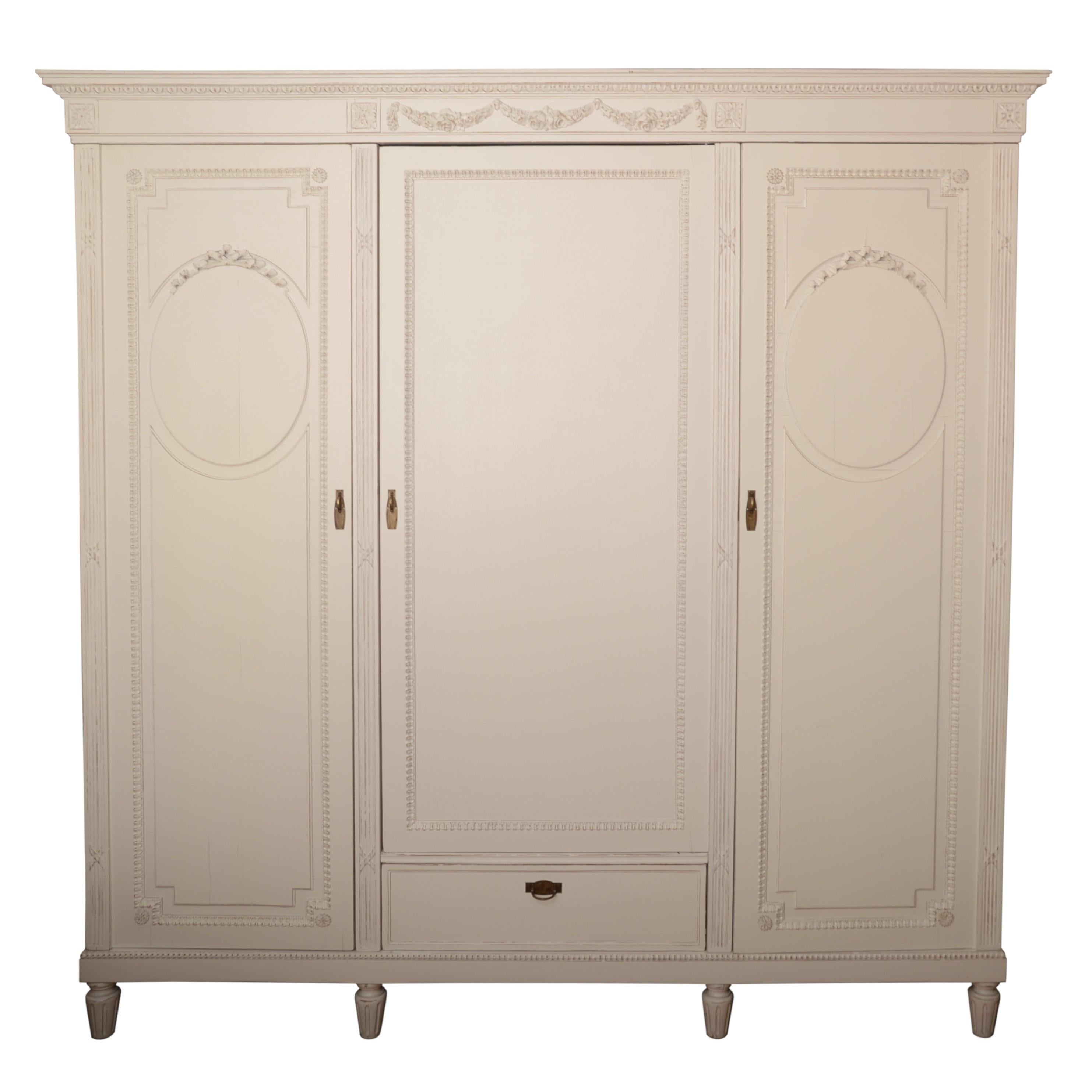 Early 20th Century Wardrobe in Louis XVI Style, Shabby Chic For Sale