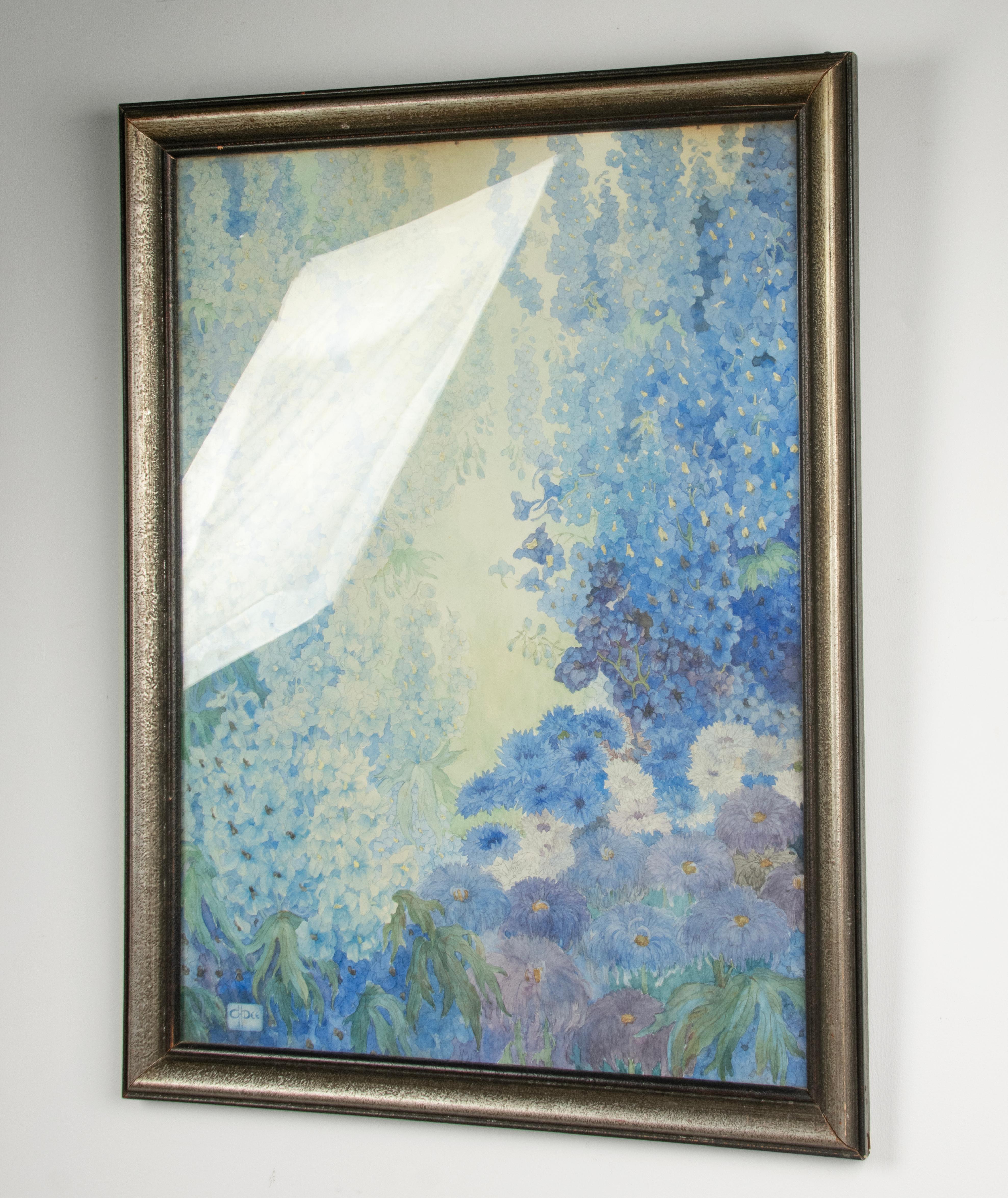 Inizio XX secolo Acquerello dei primi del Novecento - Fiori - di Corneille Henri Dee in vendita