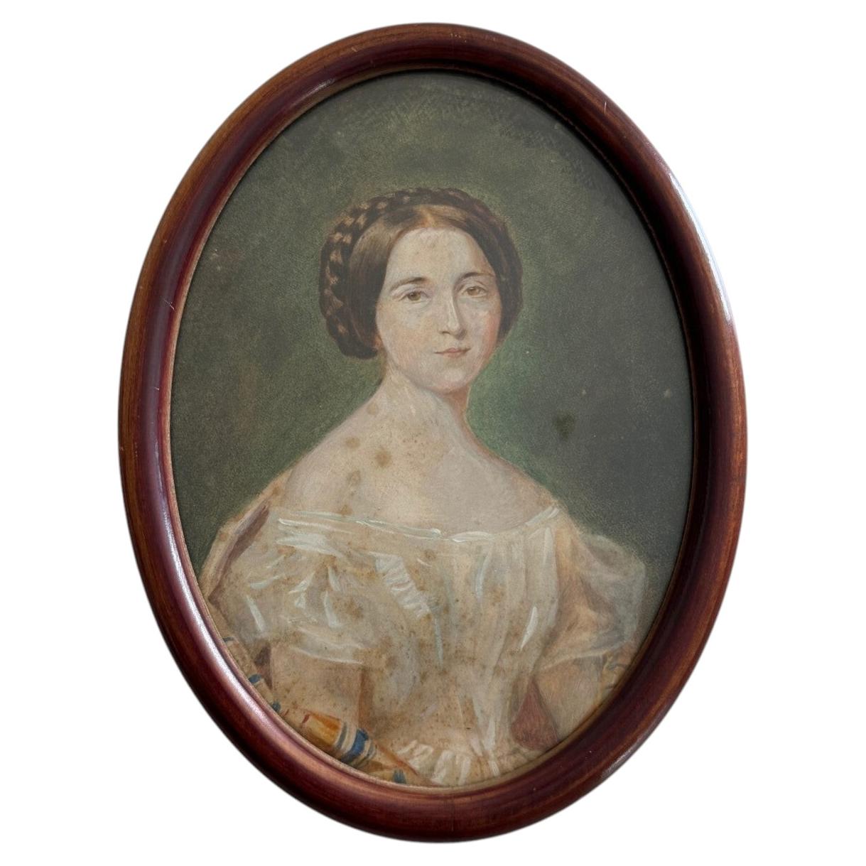 Early 20th century watercolor on paper, portrait of a woman