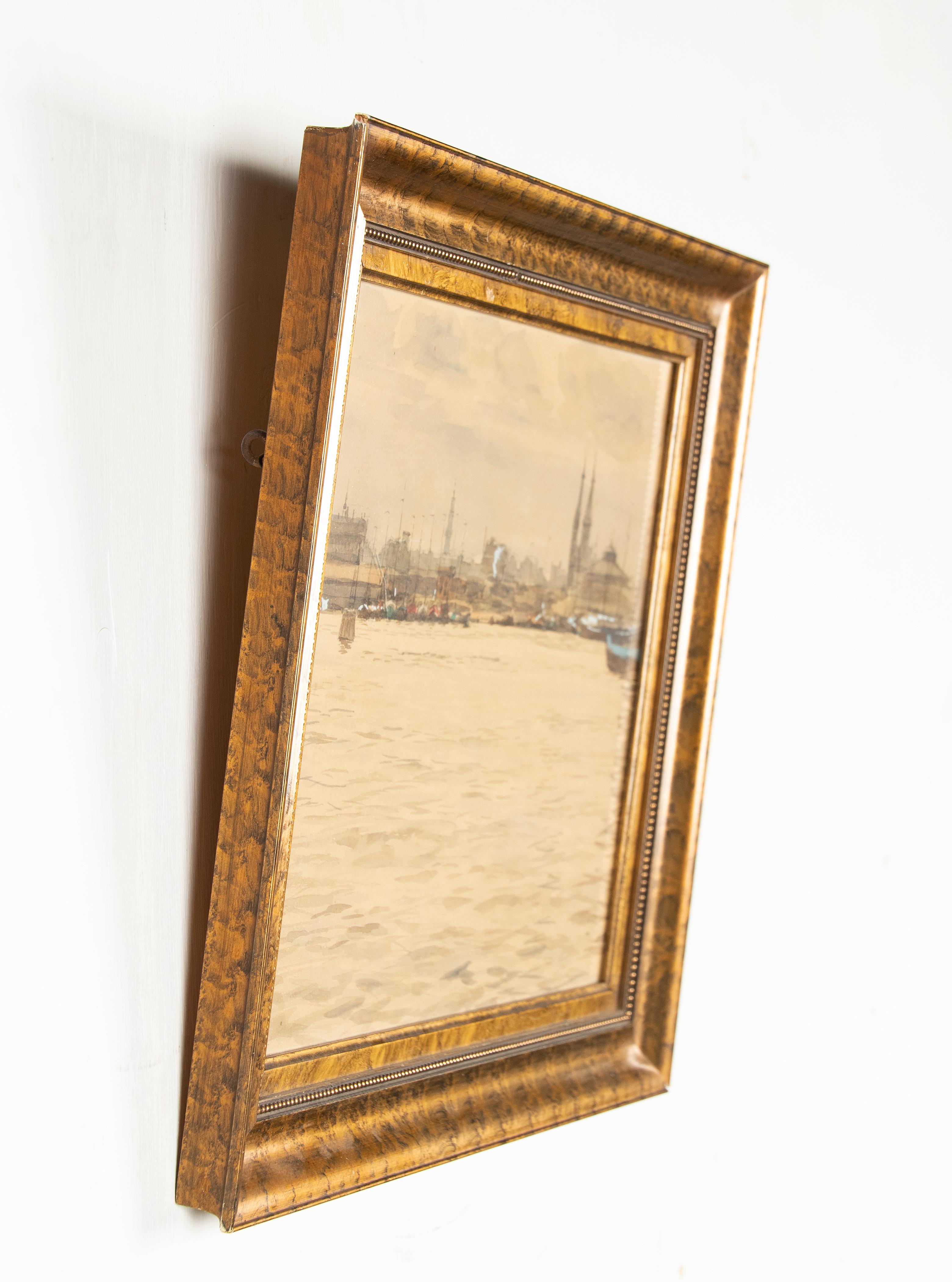 Aquarelle du début du XXe siècle - Vue d'un port en vente 1