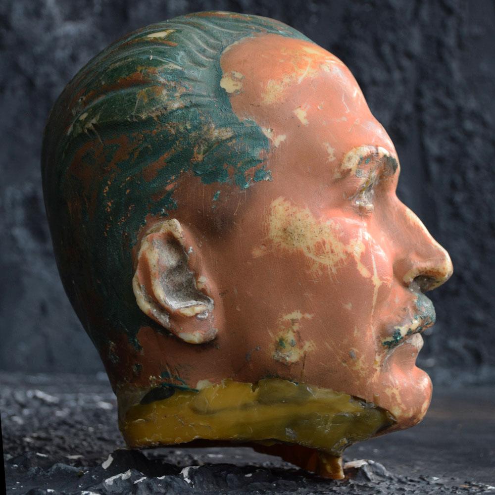 Early 20th Century Wax Mannequin Head In Distressed Condition In London, GB