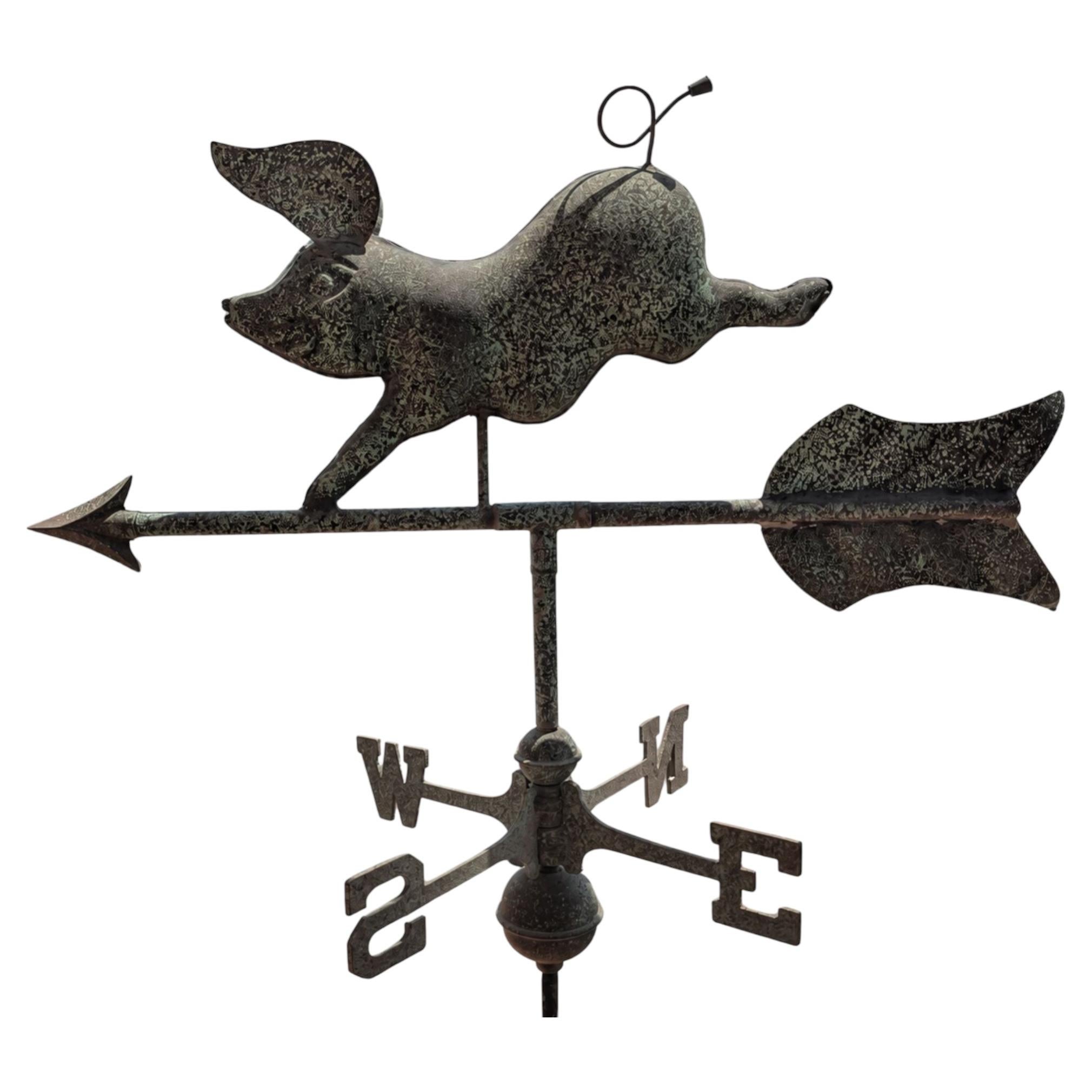 Early 20th Century Weather Vane Pig Copper Three-Dimensional, Italy