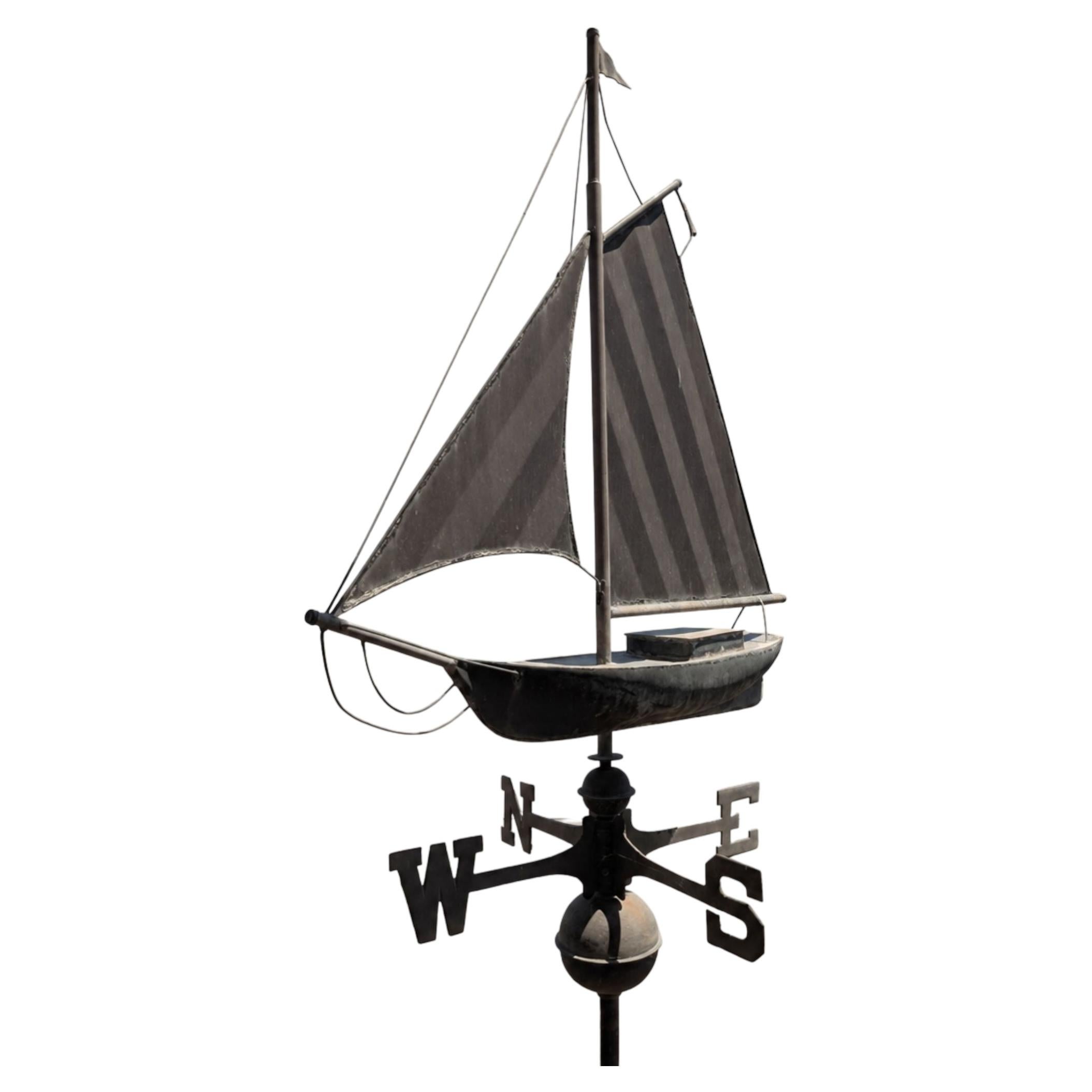 Barca a vela con banderuola in rame, tridimensionale, Italia, primi del XX secolo