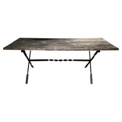 Early 20th Century Weathered Italian Table with Iron Base