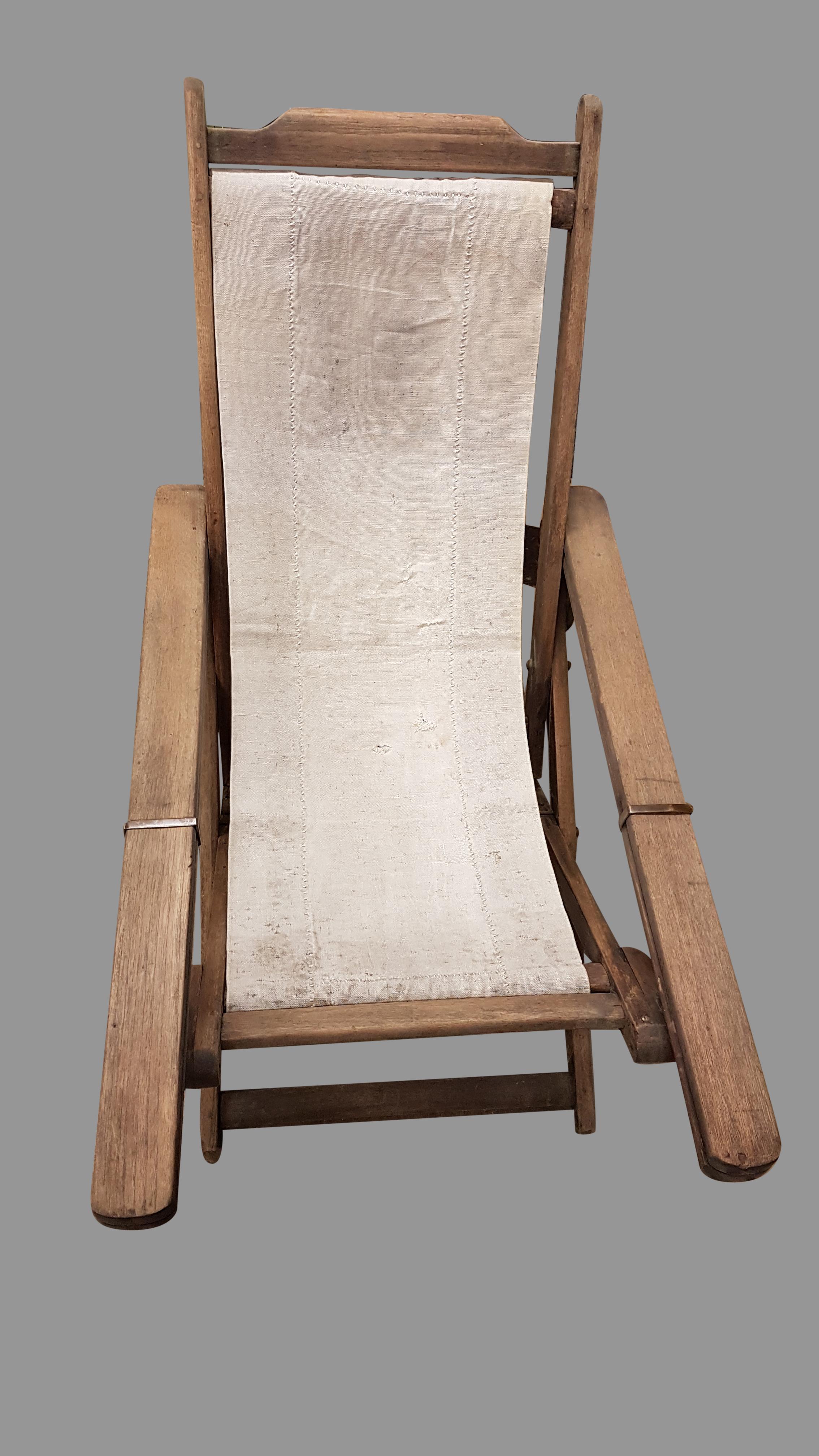 Colonial Revival Early 20th Century Weathered Teak Colonial Plantation Lounger Chair For Sale