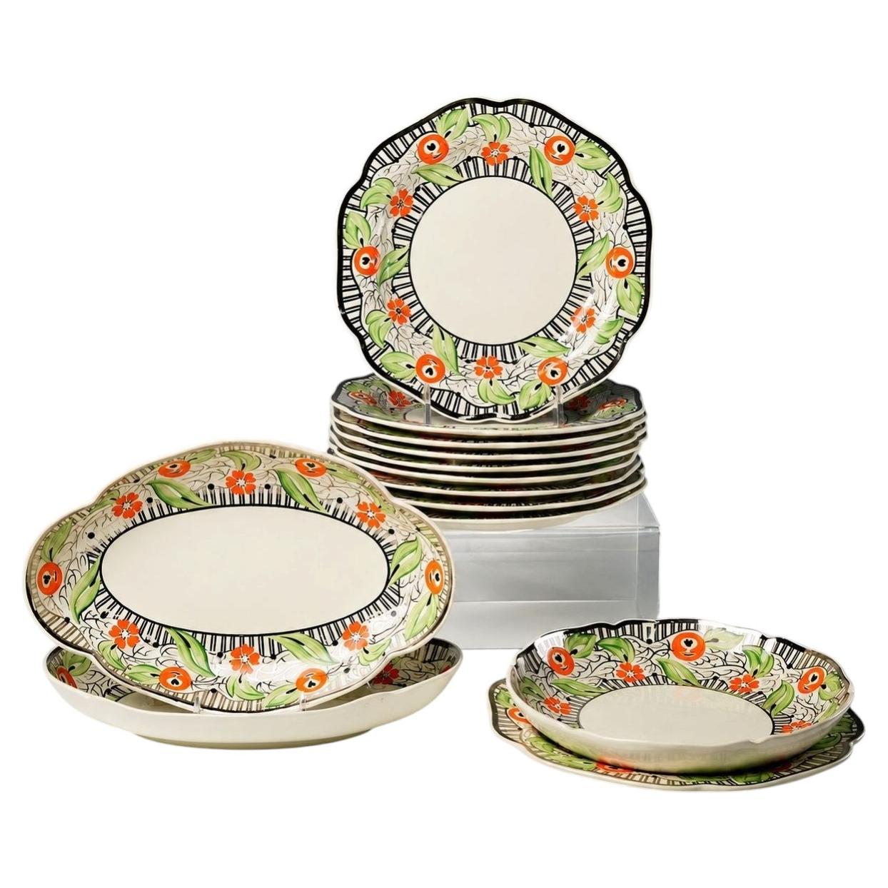 Early 20th Century Wedgwood Thirteen Piece Service with Platinum Borders