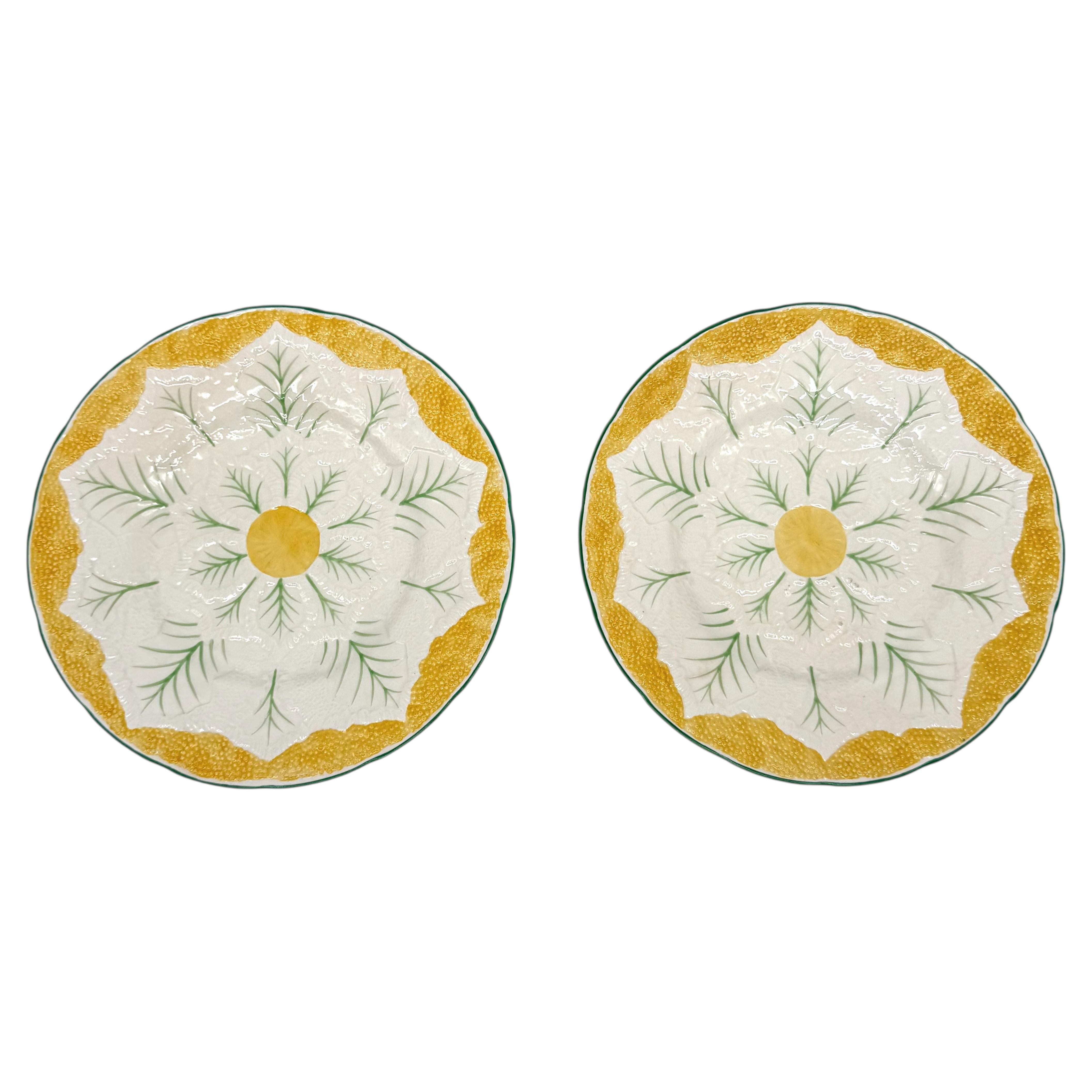 Pair of Wedgwood Majolica Cauliflower Pattern Plates, English 1920.