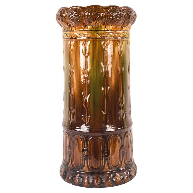 Early 20th Century Weller Pottery Ceramic Umbrella Stand For Sale at