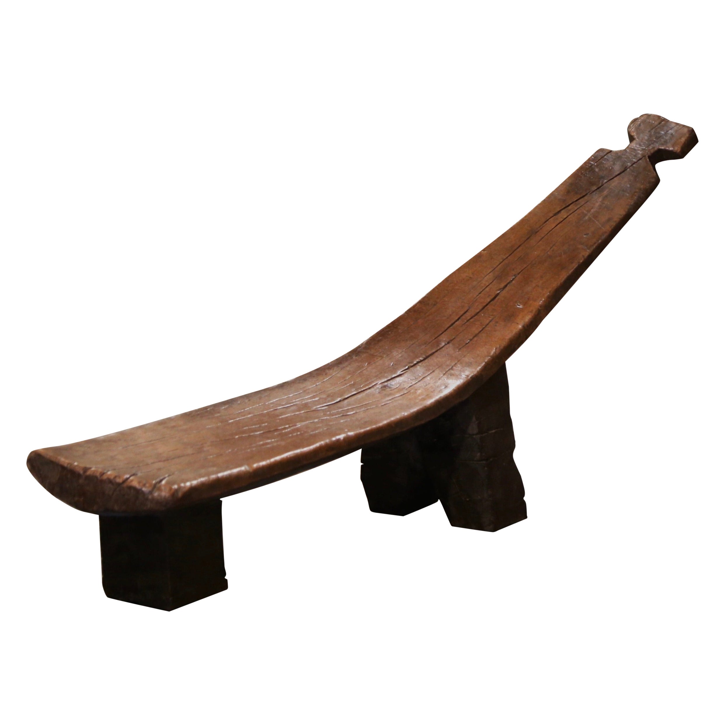 Banc de lit sculpté de la tribu "Senufo" d'Afrique de l'Ouest du début du 20e siècle