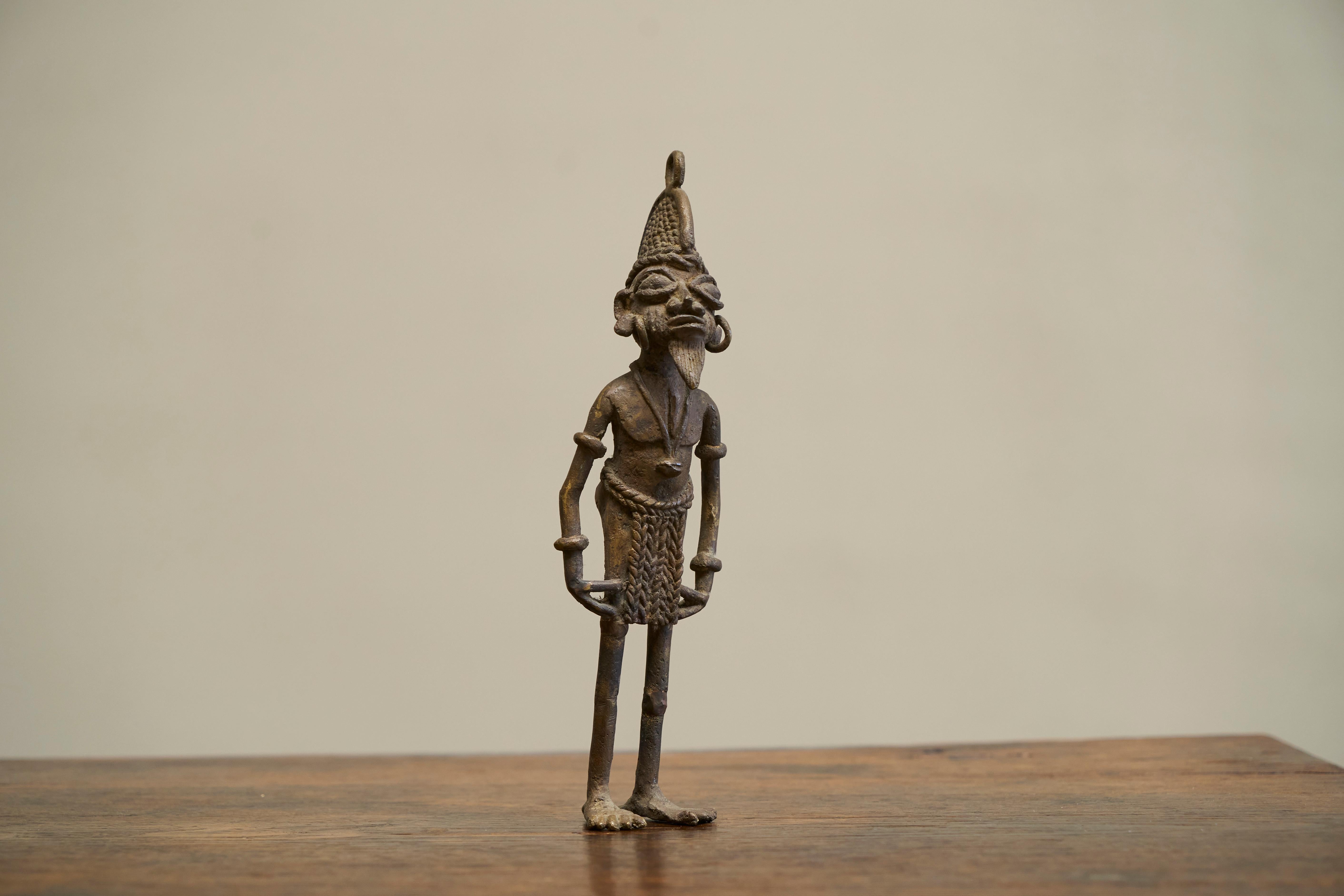 Early 20th Century West African Tribal Figurine in Cast Brass For Sale 1