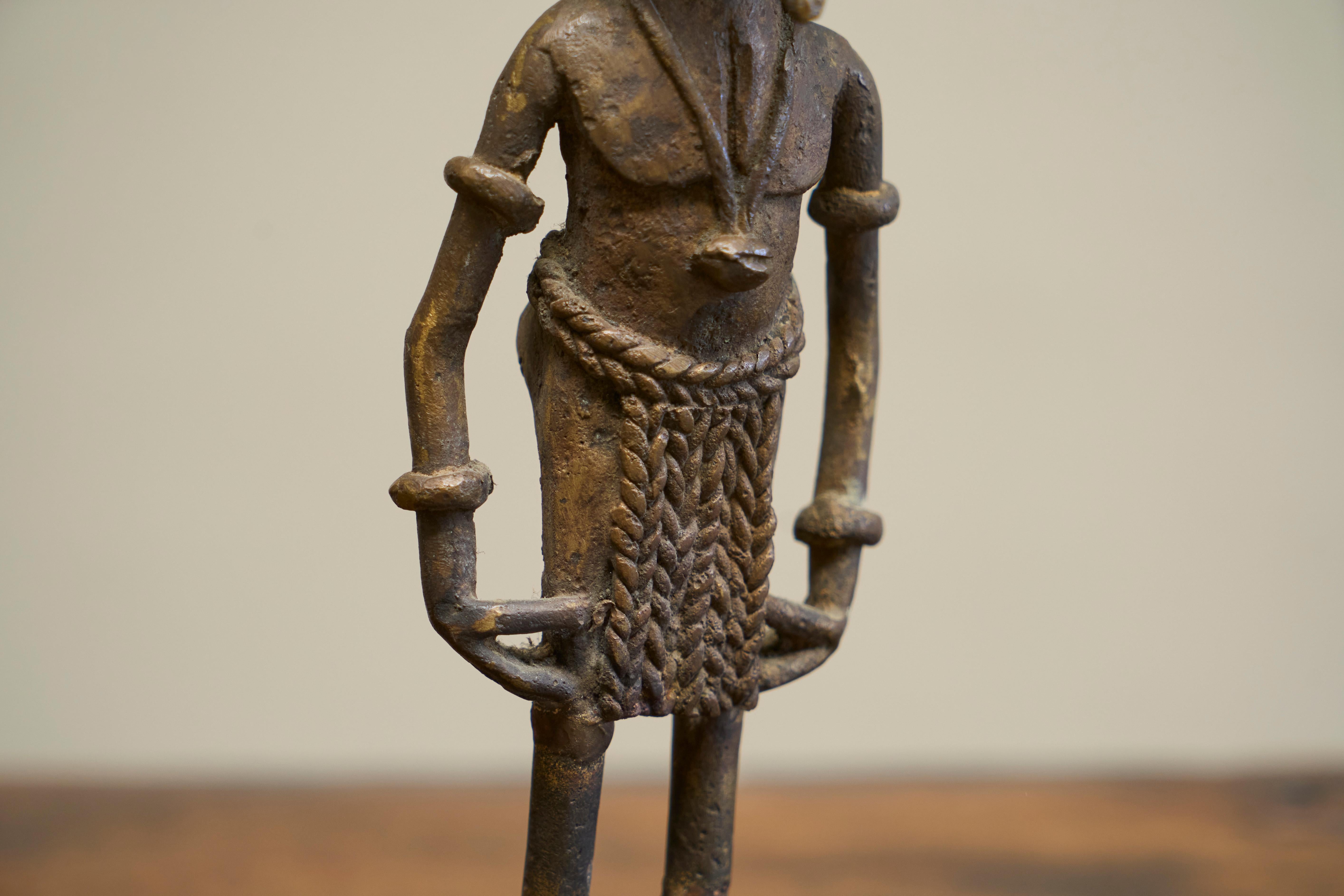 Early 20th Century West African Tribal Figurine in Cast Brass For Sale 2