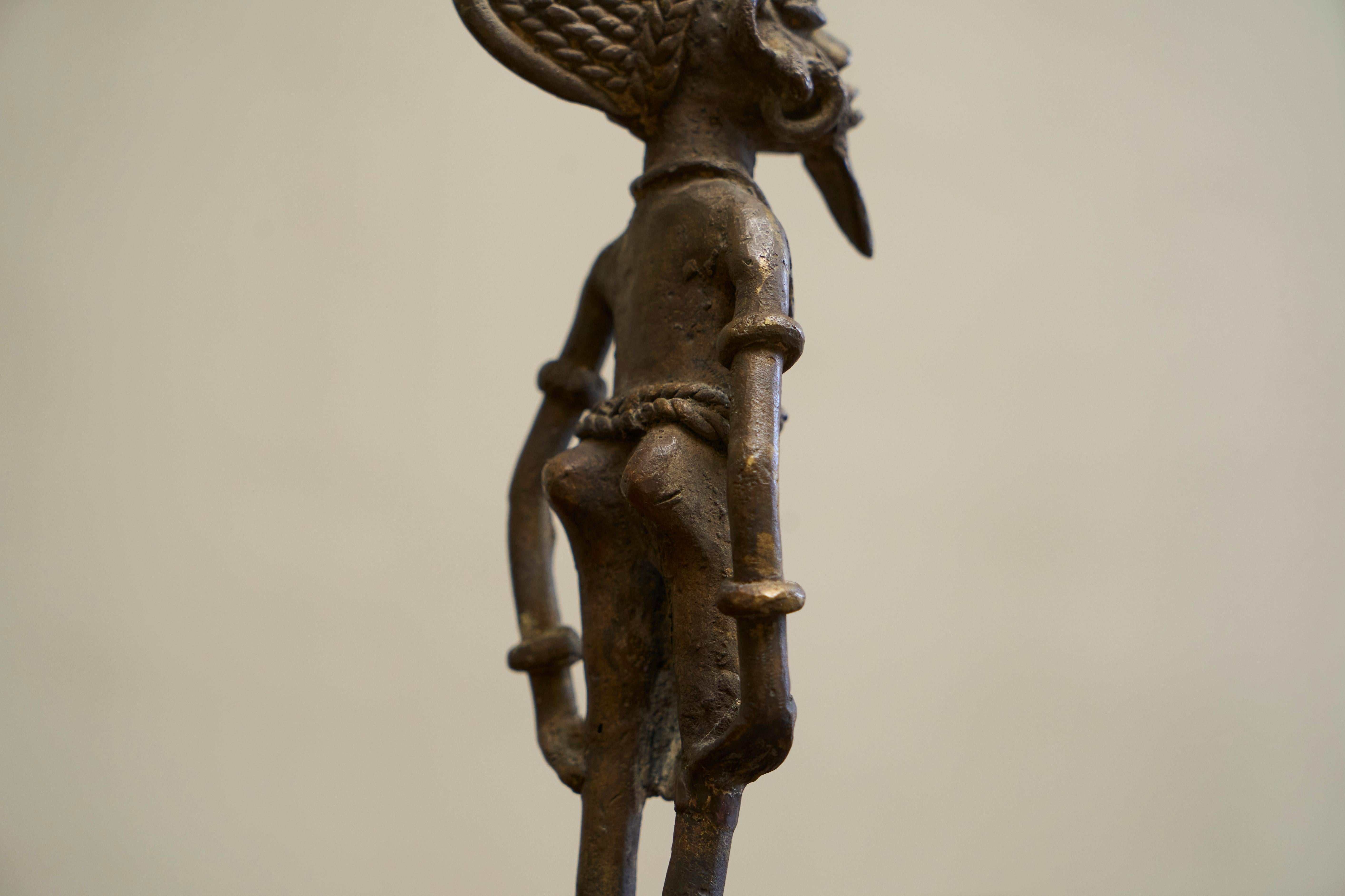 Early 20th Century West African Tribal Figurine in Cast Brass For Sale 4