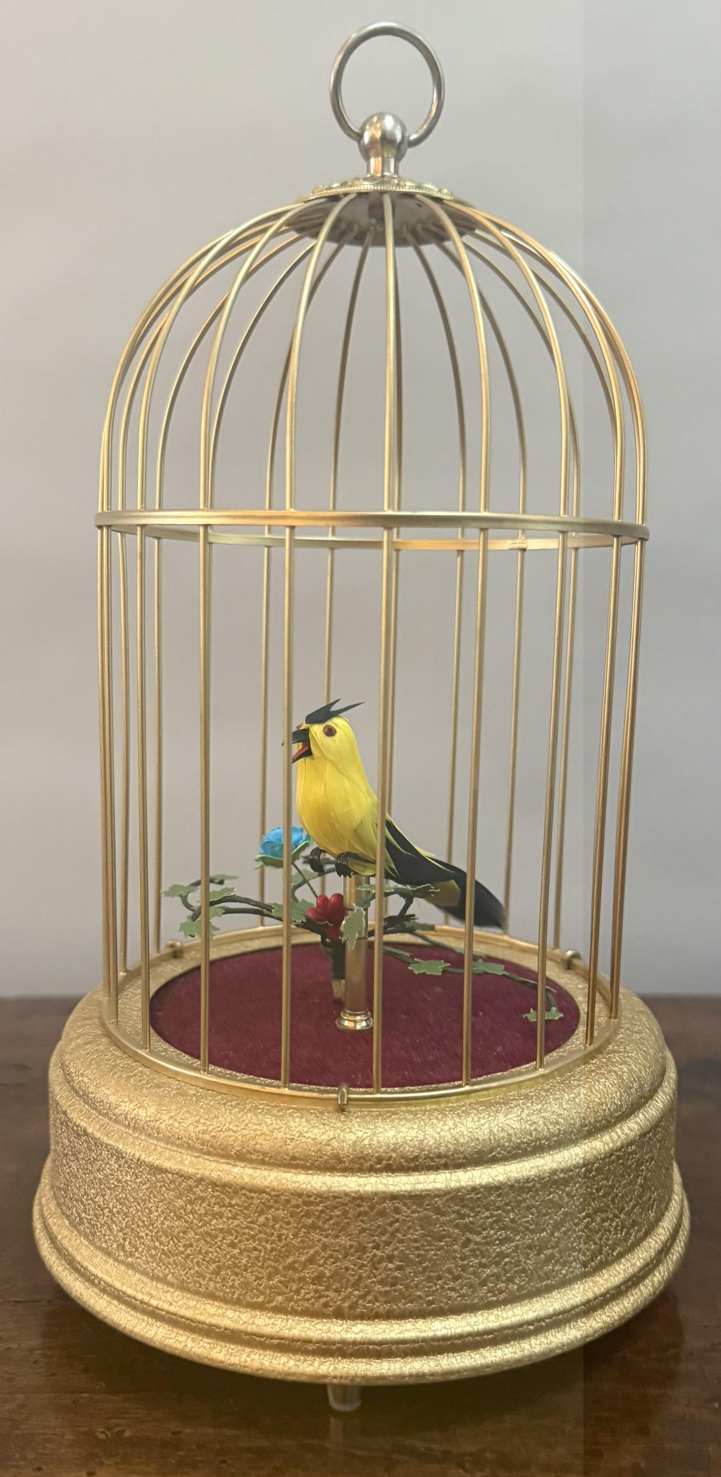 Rococo Revival Early 20th Century West German Gilded Singing Bird Automaton For Sale