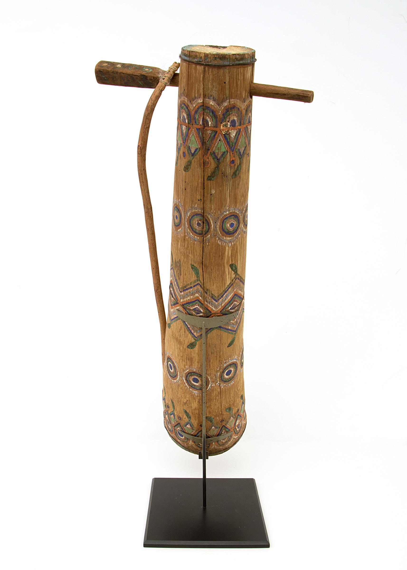Native American Early 20th Century Western Apache Wooden Fiddle with Display Stand For Sale